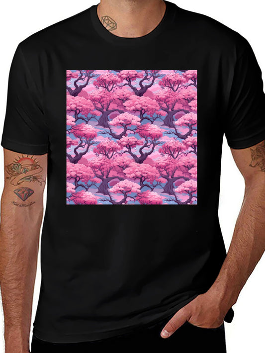 Sakura Tree Print Black T-Shirt