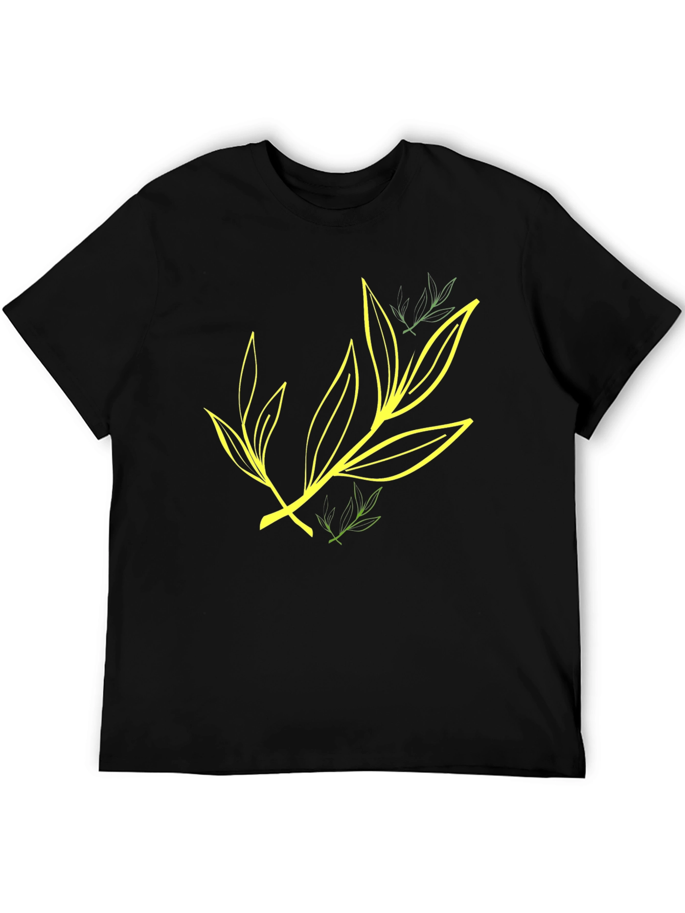 Leaf Design Black T-Shirt for Casual Wear
