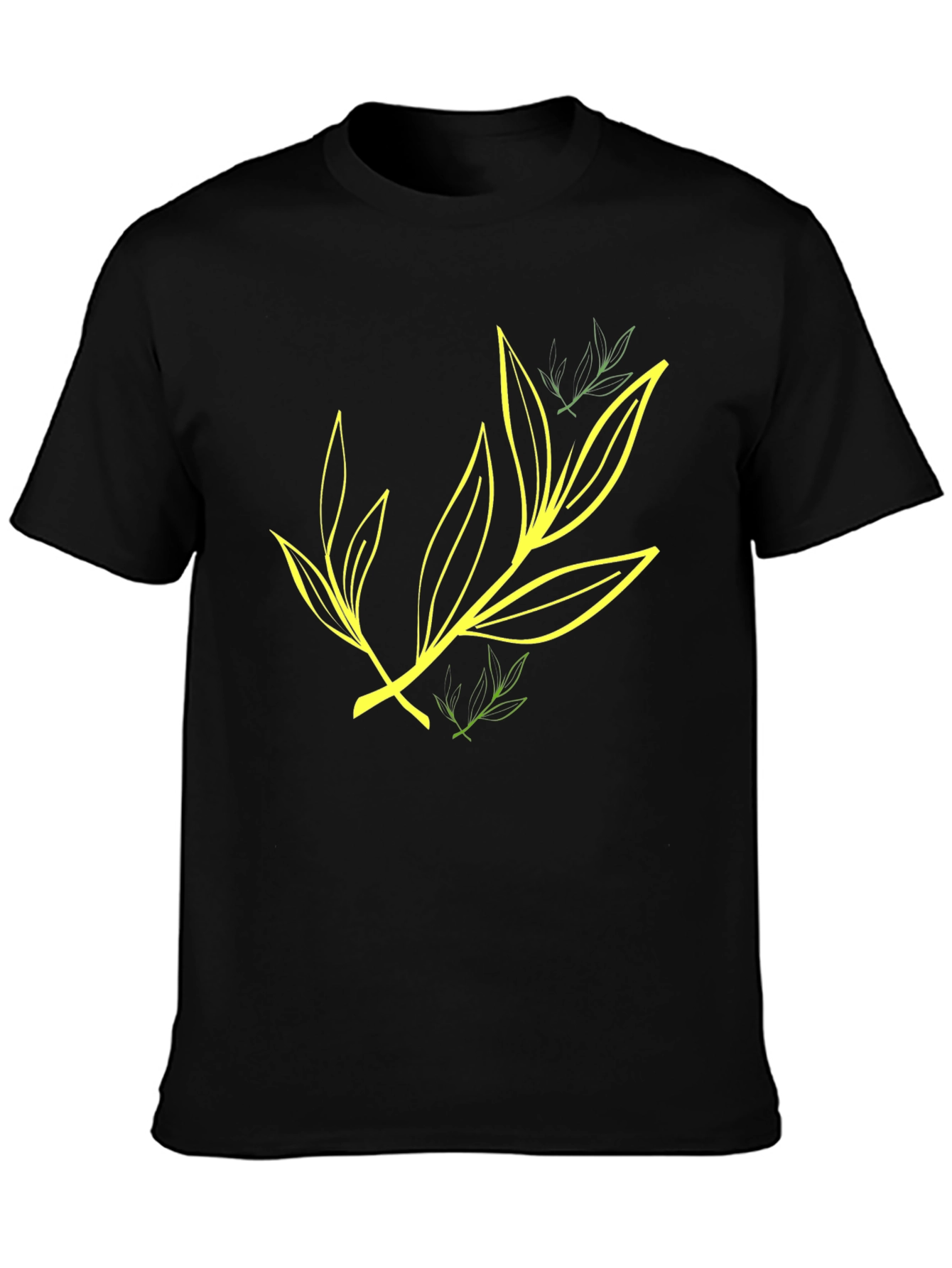 Leaf Design Black T-Shirt for Casual Wear