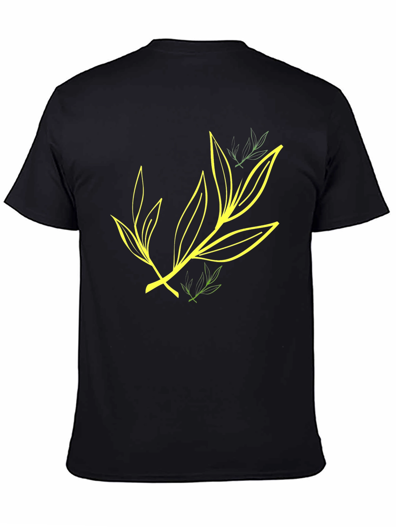 Leaf Design Black T-Shirt for Casual Wear
