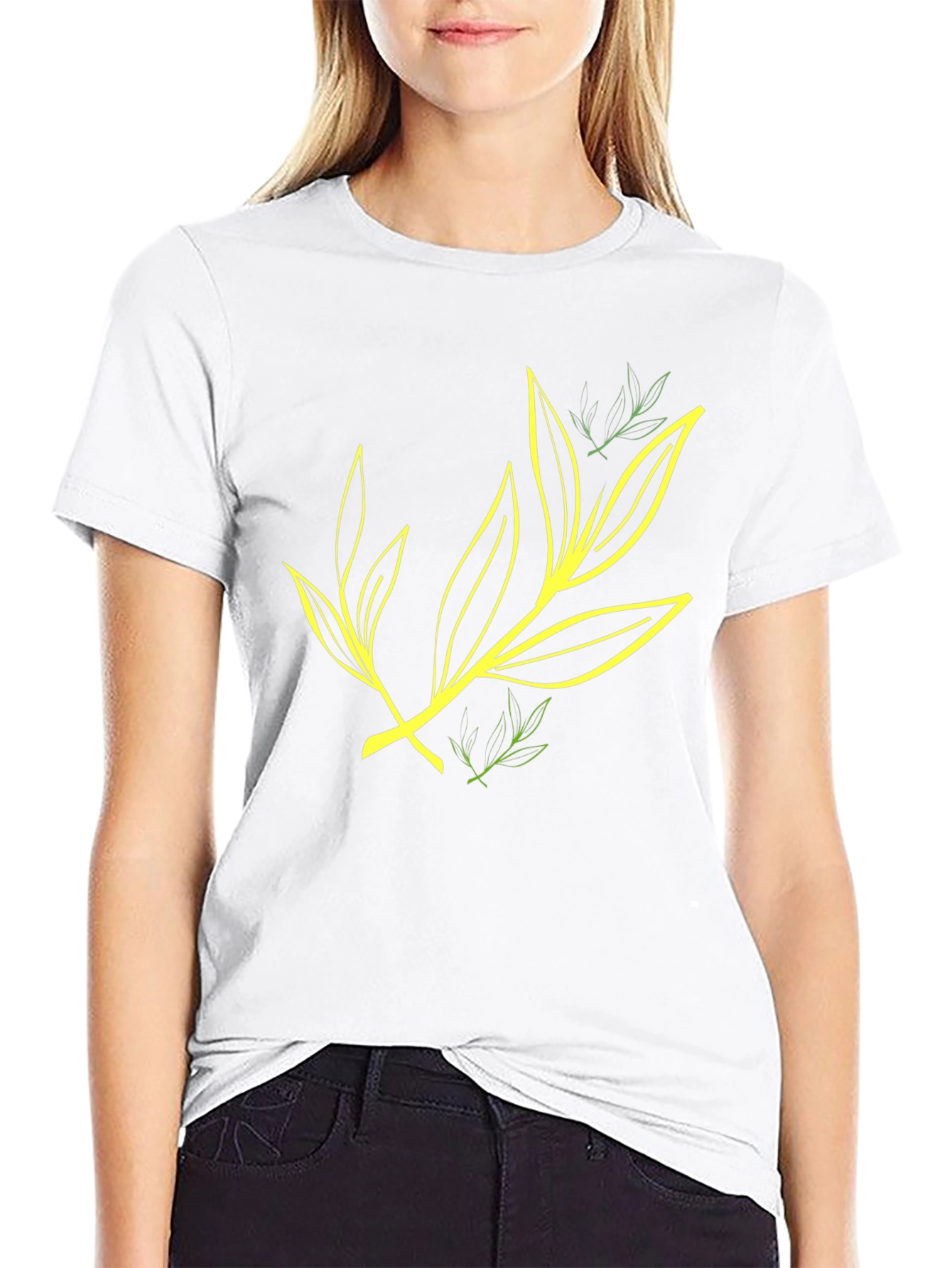 Leaf Design Black T-Shirt for Casual Wear