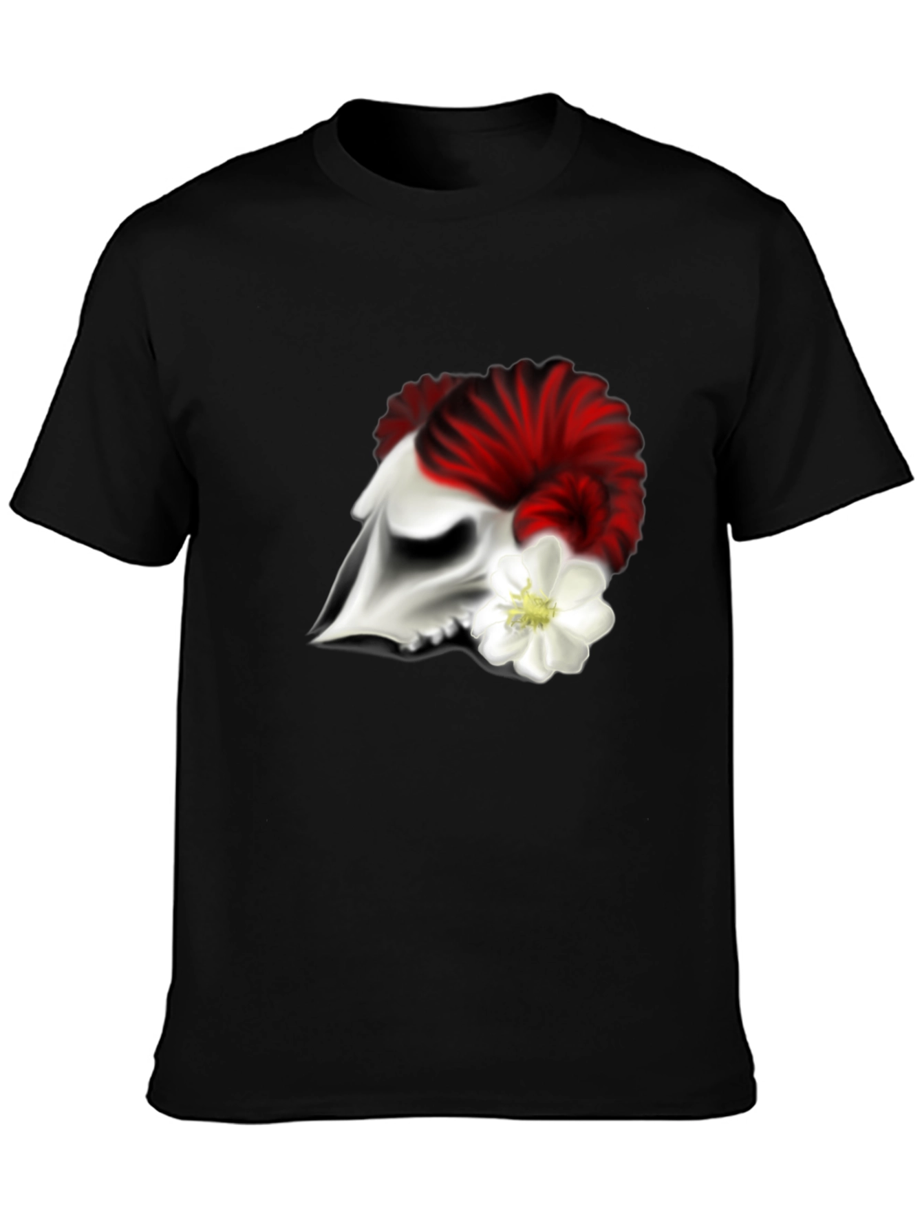 Skull and Flower Graphic T-Shirt