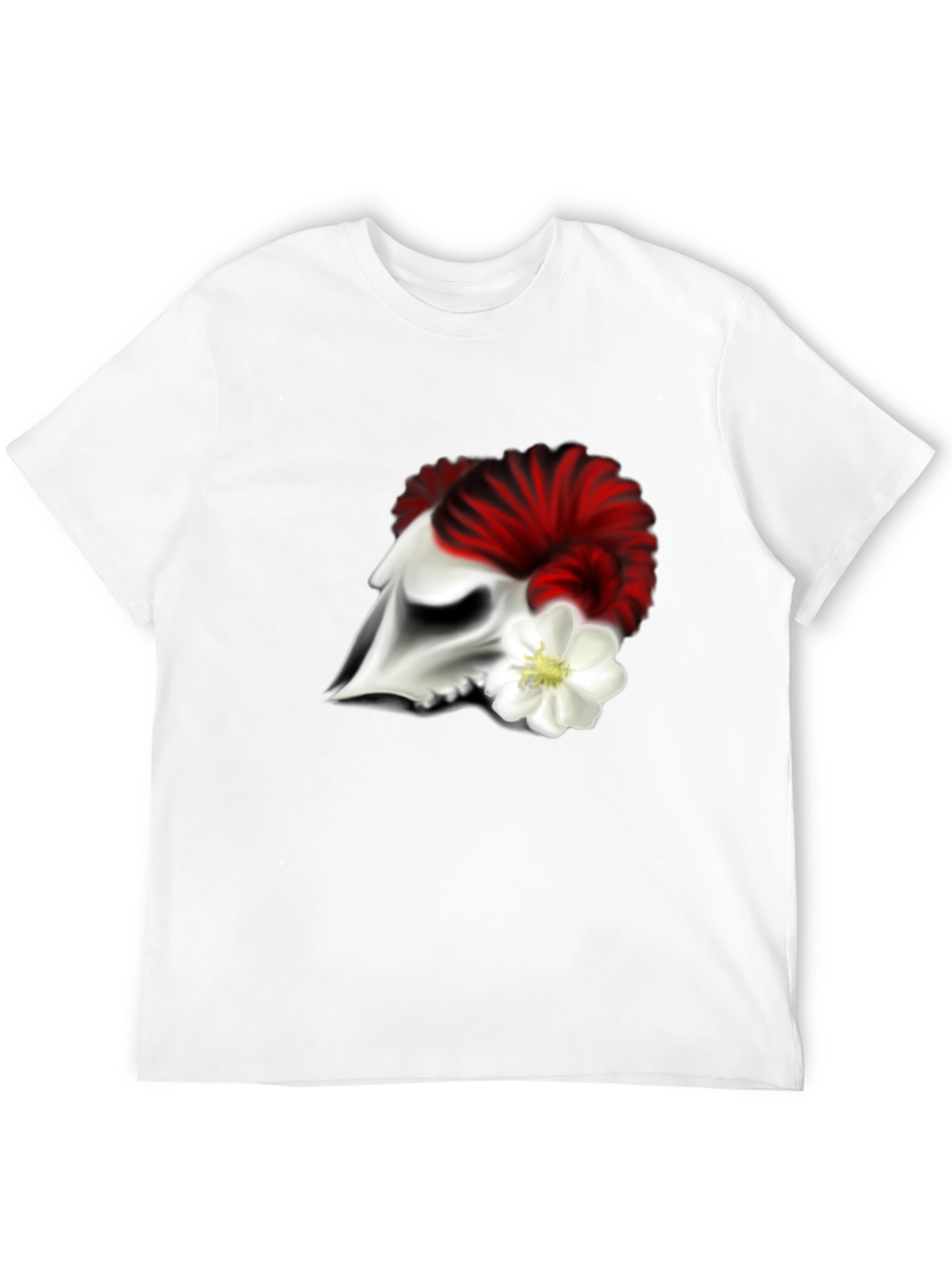 Skull and Flower Graphic T-Shirt