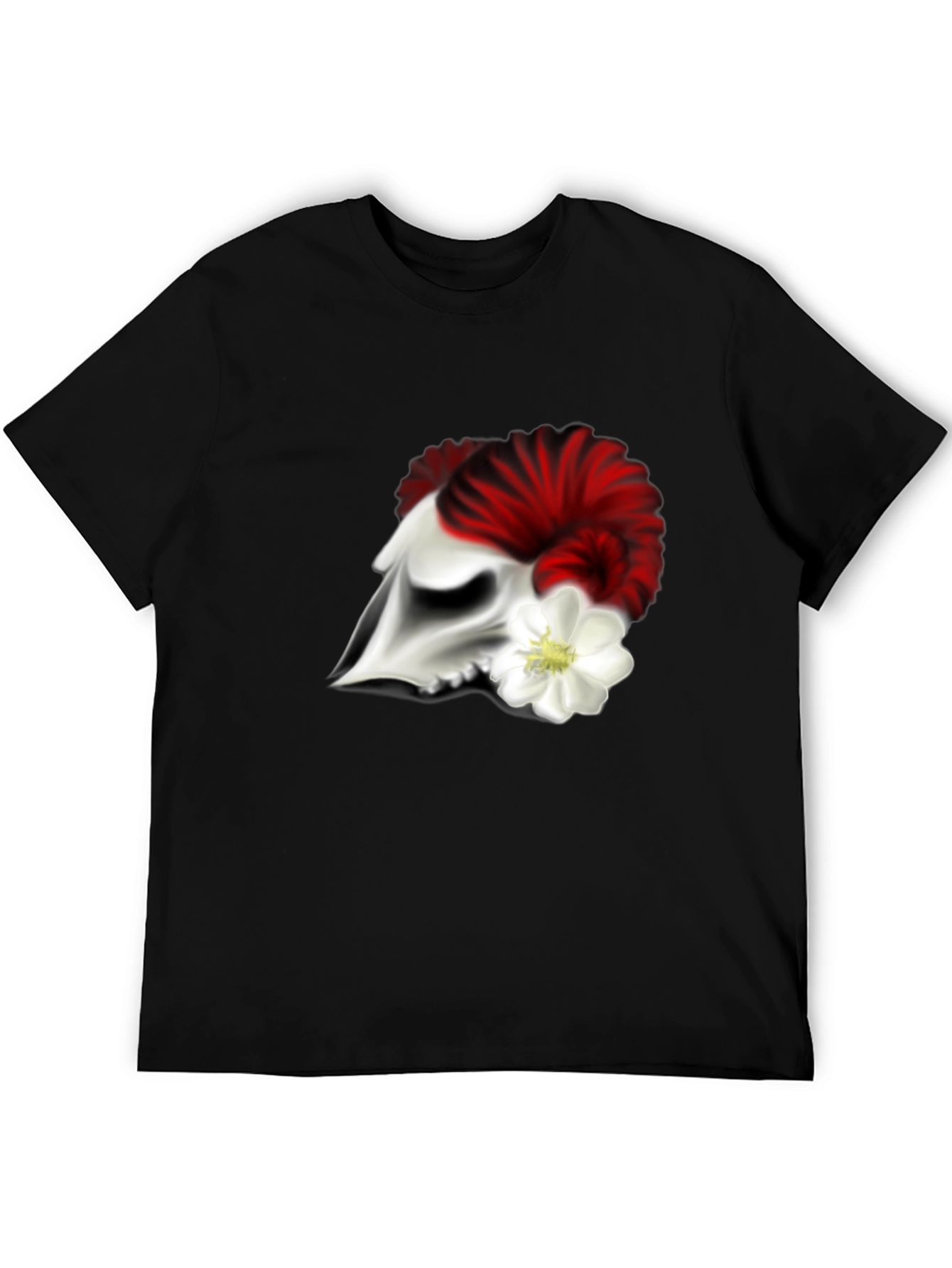 Skull and Flower Graphic T-Shirt