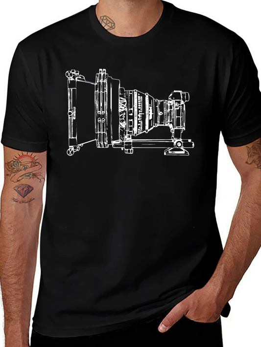 Vintage Camera Graphic Tee - Black Cotton Blend