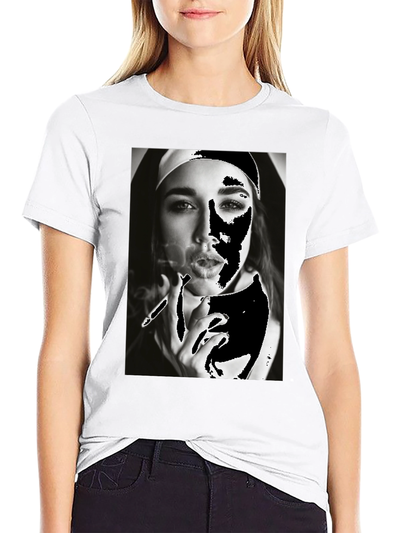 Nun Smoking T-Shirt - Edgy Graphic Tee