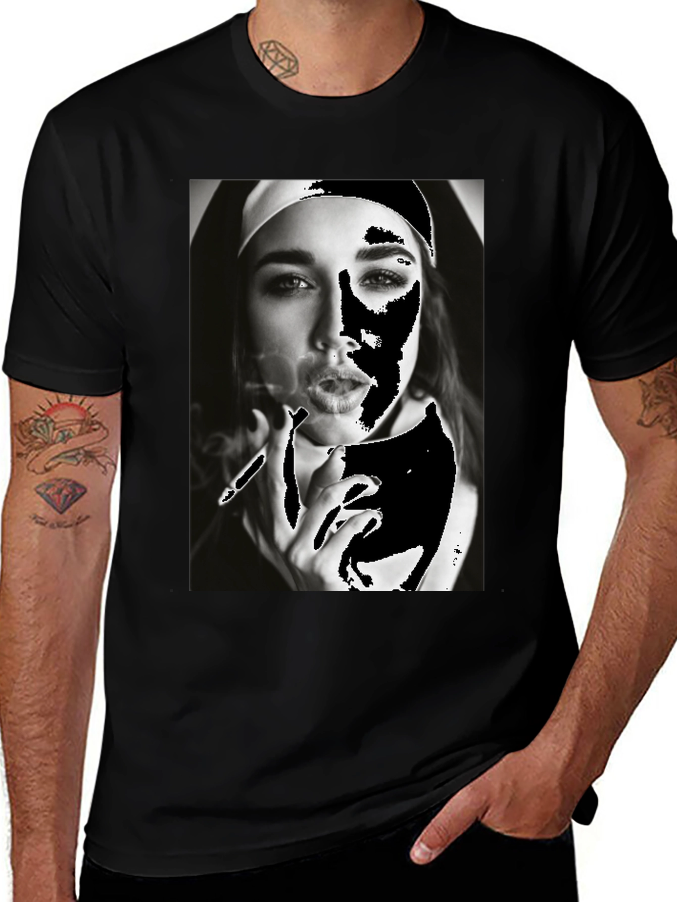 Nun Smoking T-Shirt - Edgy Graphic Tee