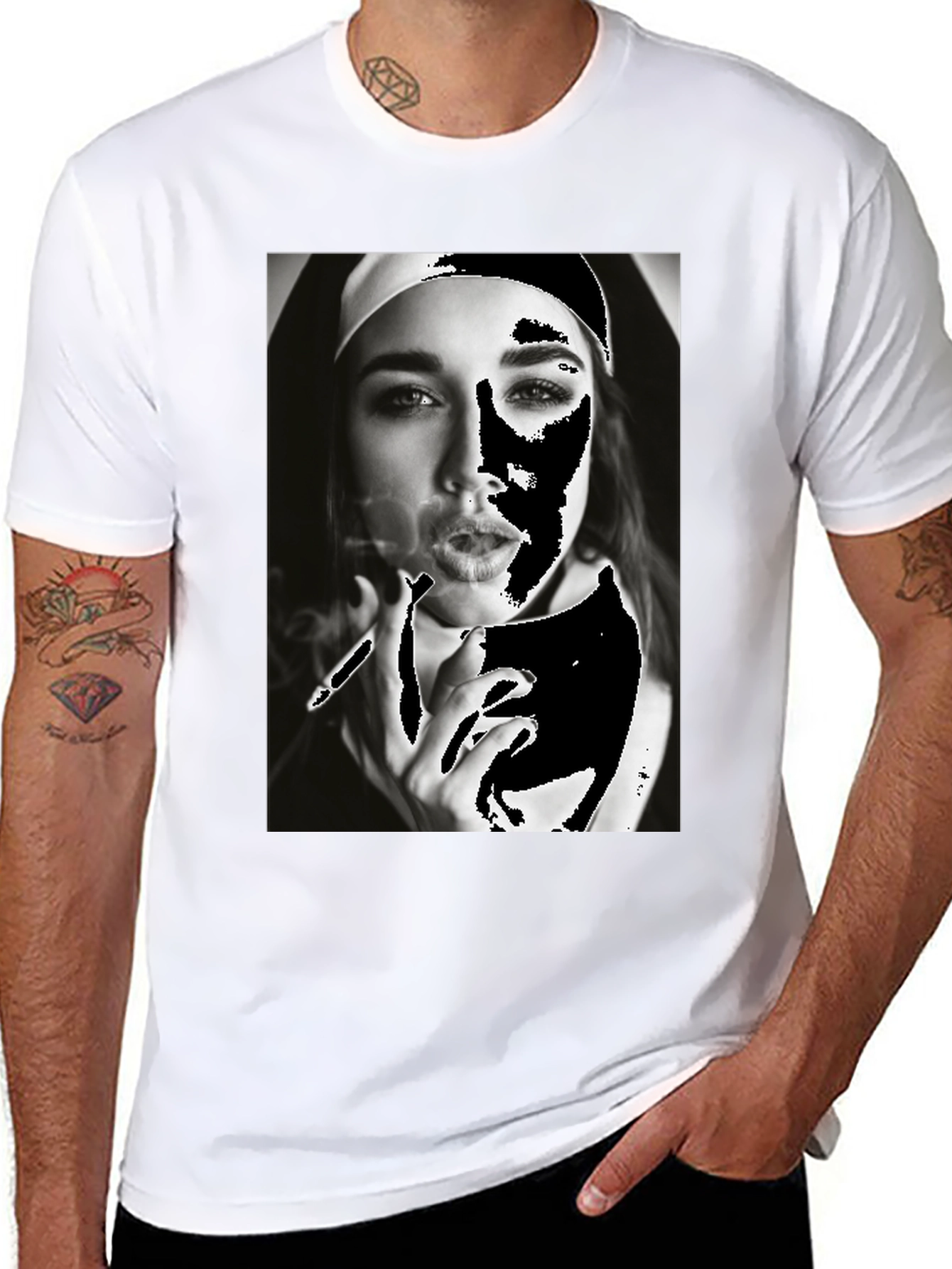 Nun Smoking T-Shirt - Edgy Graphic Tee