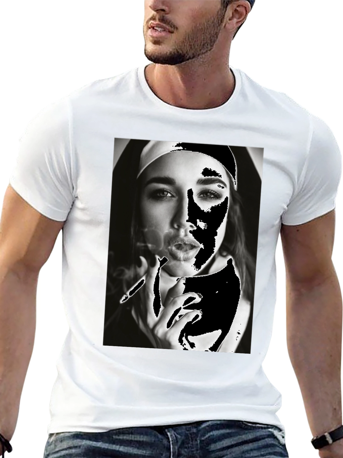 Nun Smoking T-Shirt - Edgy Graphic Tee