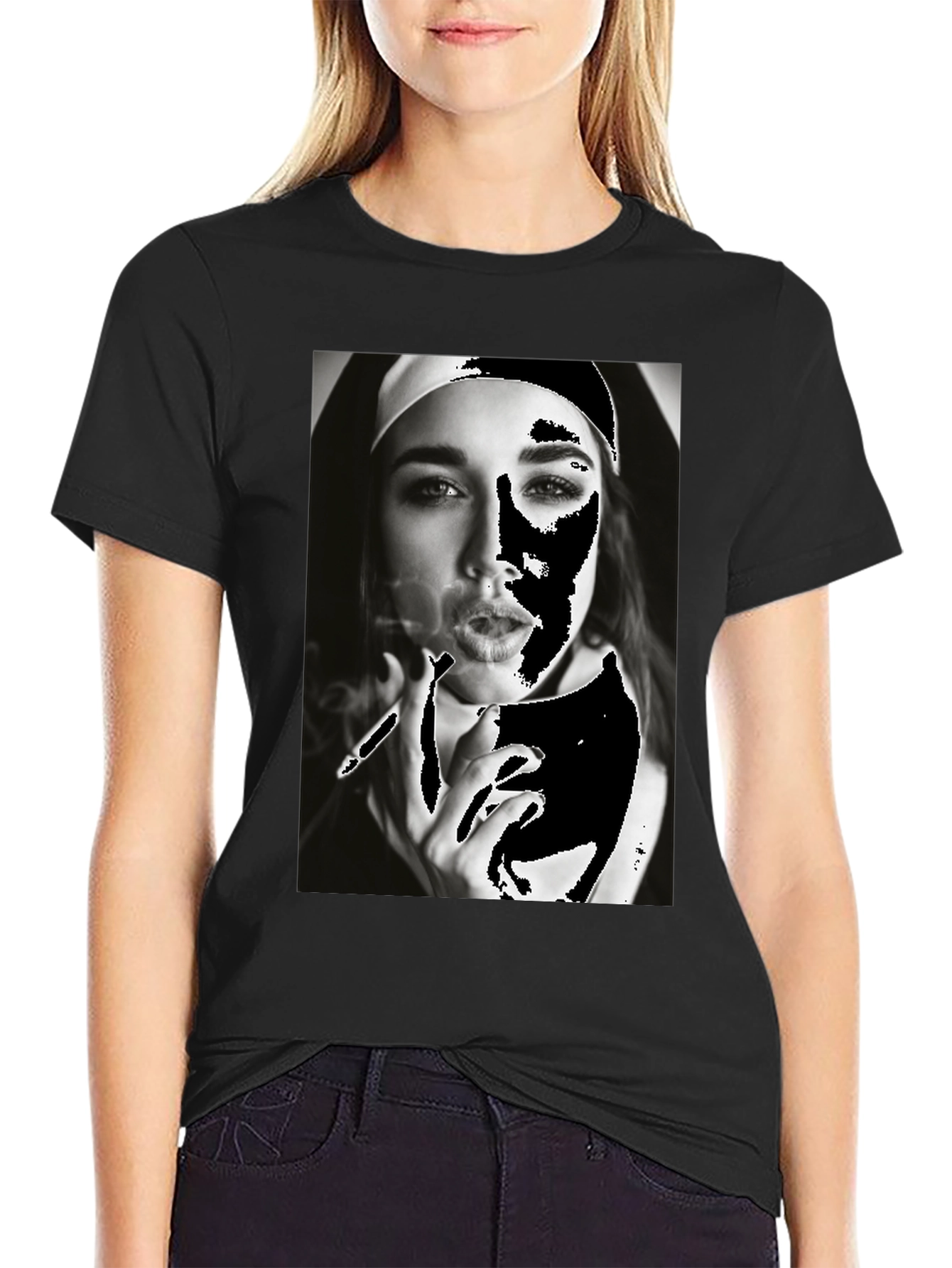 Nun Smoking T-Shirt - Edgy Graphic Tee