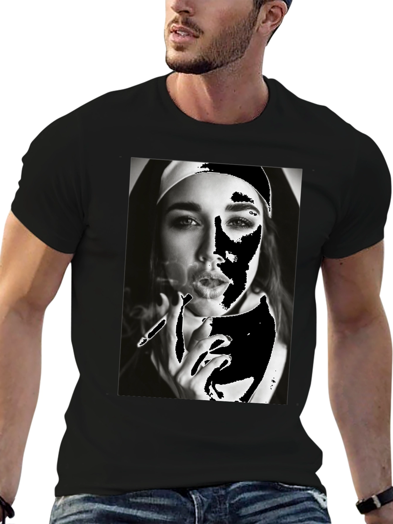 Nun Smoking T-Shirt - Edgy Graphic Tee