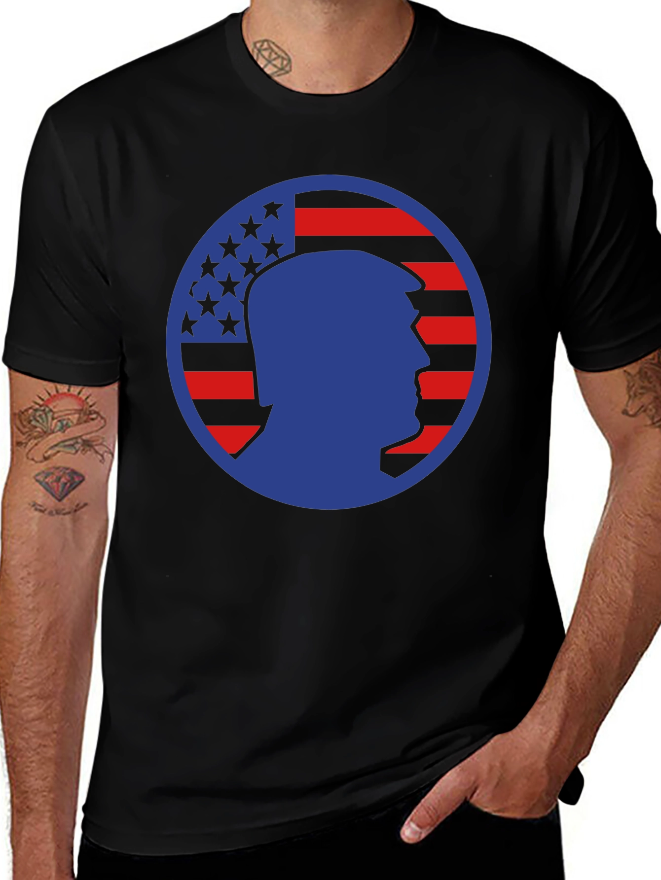 Trump Silhouette American Flag Graphic Tee