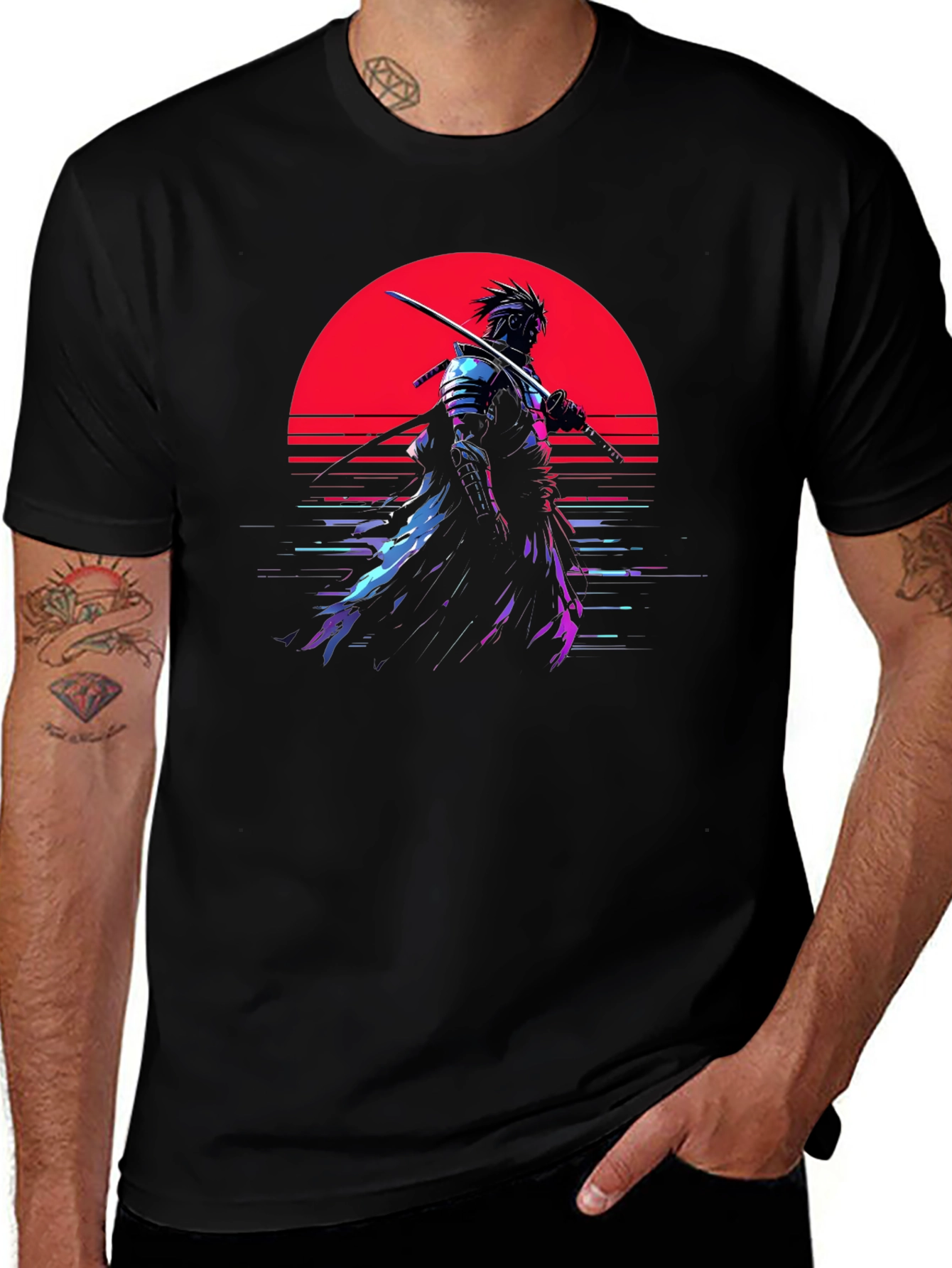 Samurai Sunset Graphic T-Shirt