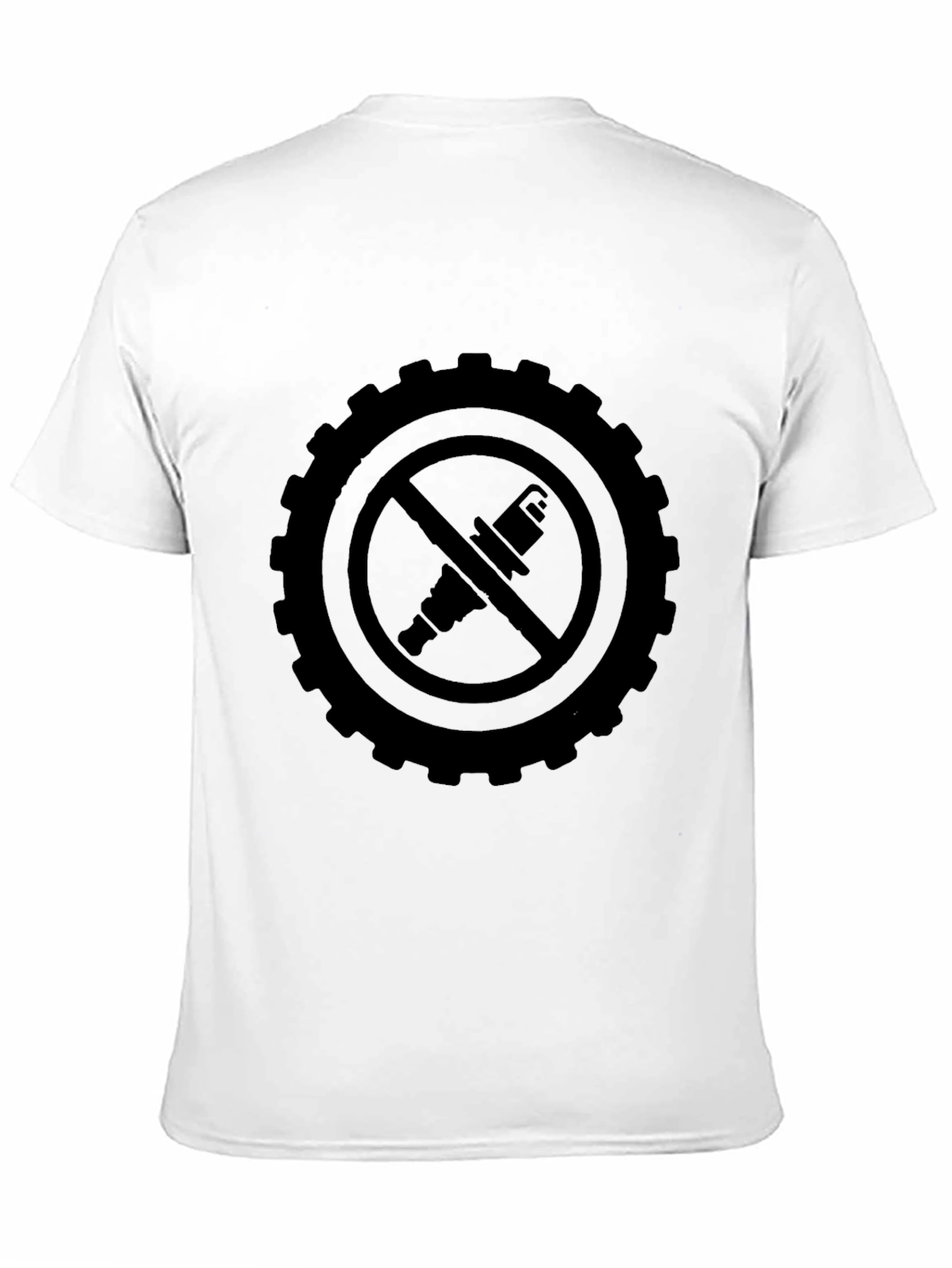 Black No Spark Plug T-Shirt - Gearhead Design