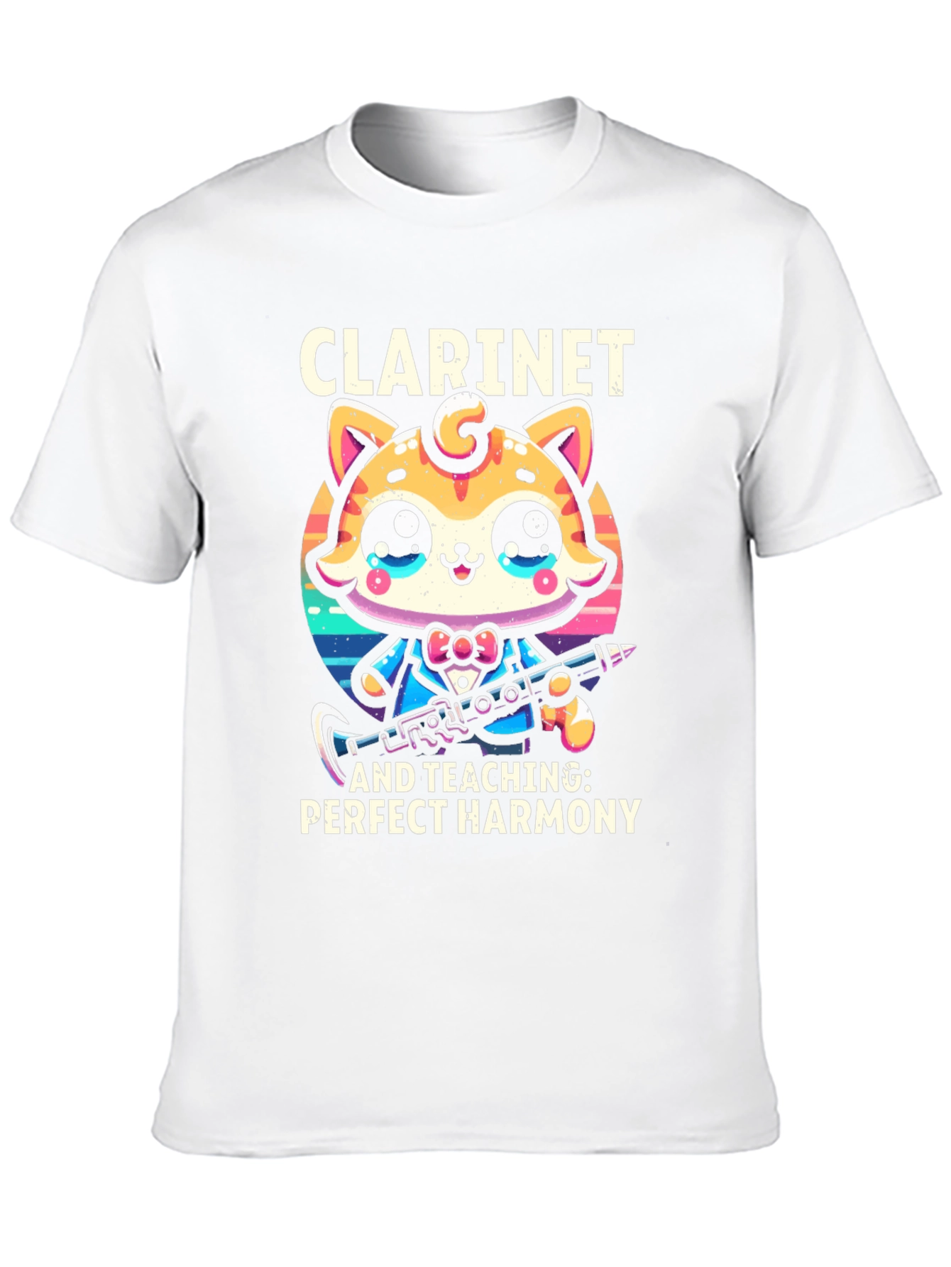 Cute Cartoon Cat Clarinet Teacher Graphic T-Shirt