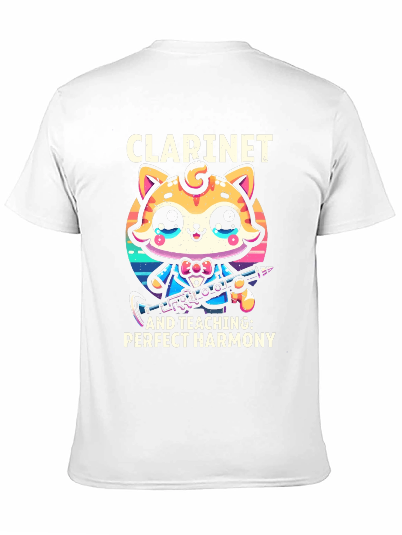 Cute Cartoon Cat Clarinet Teacher Graphic T-Shirt