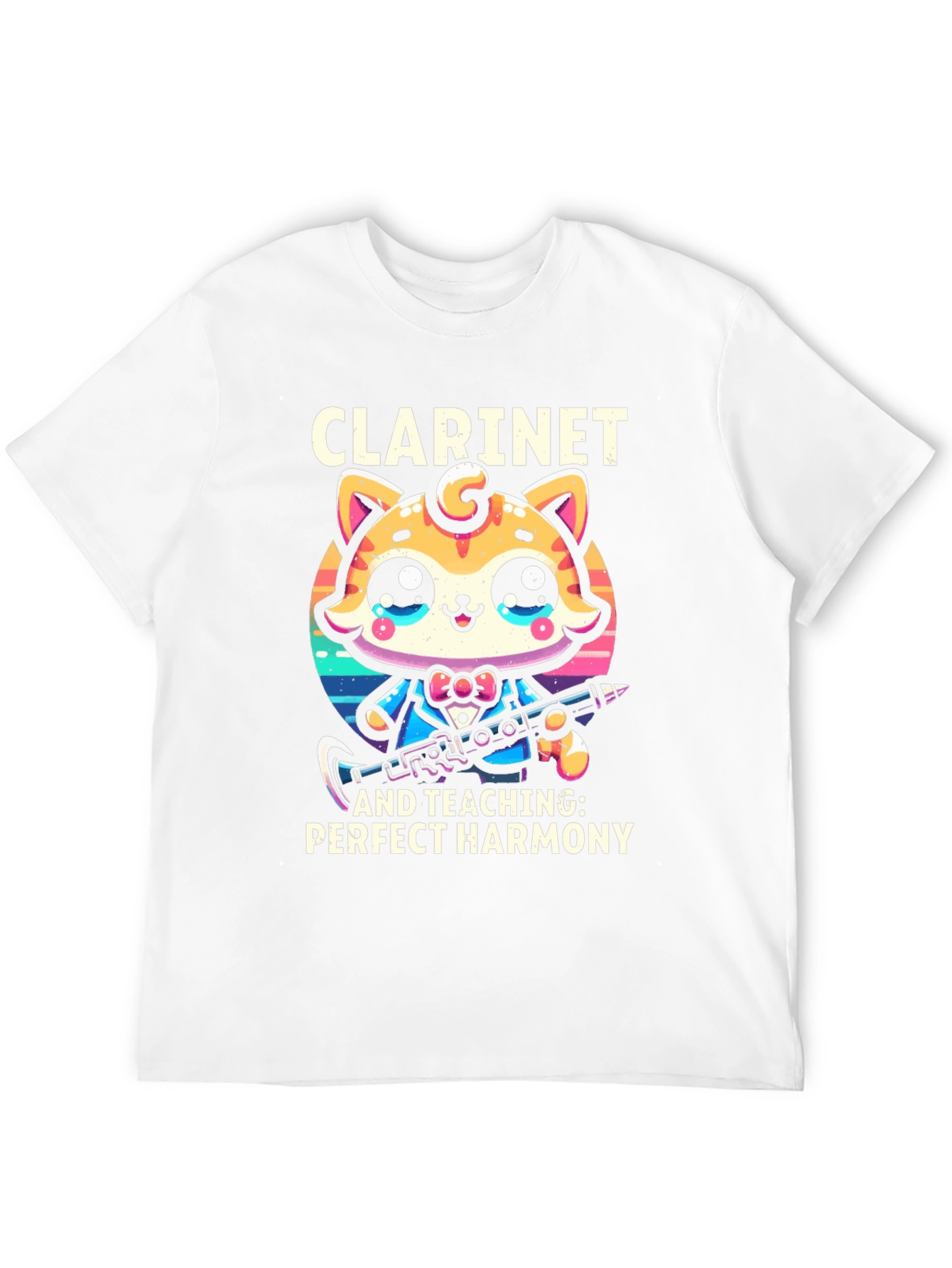 Cute Cartoon Cat Clarinet Teacher Graphic T-Shirt