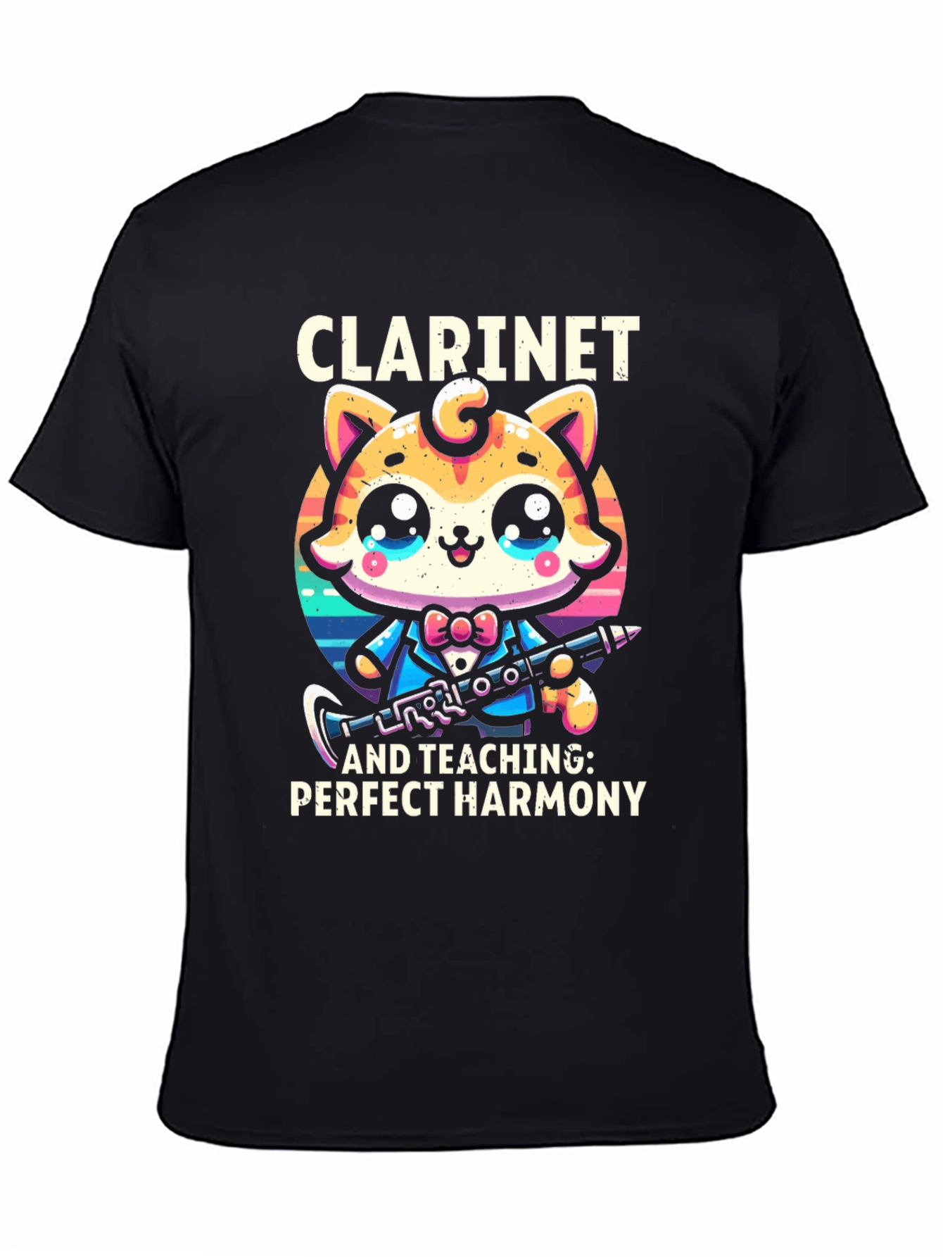Cute Cartoon Cat Clarinet Teacher Graphic T-Shirt