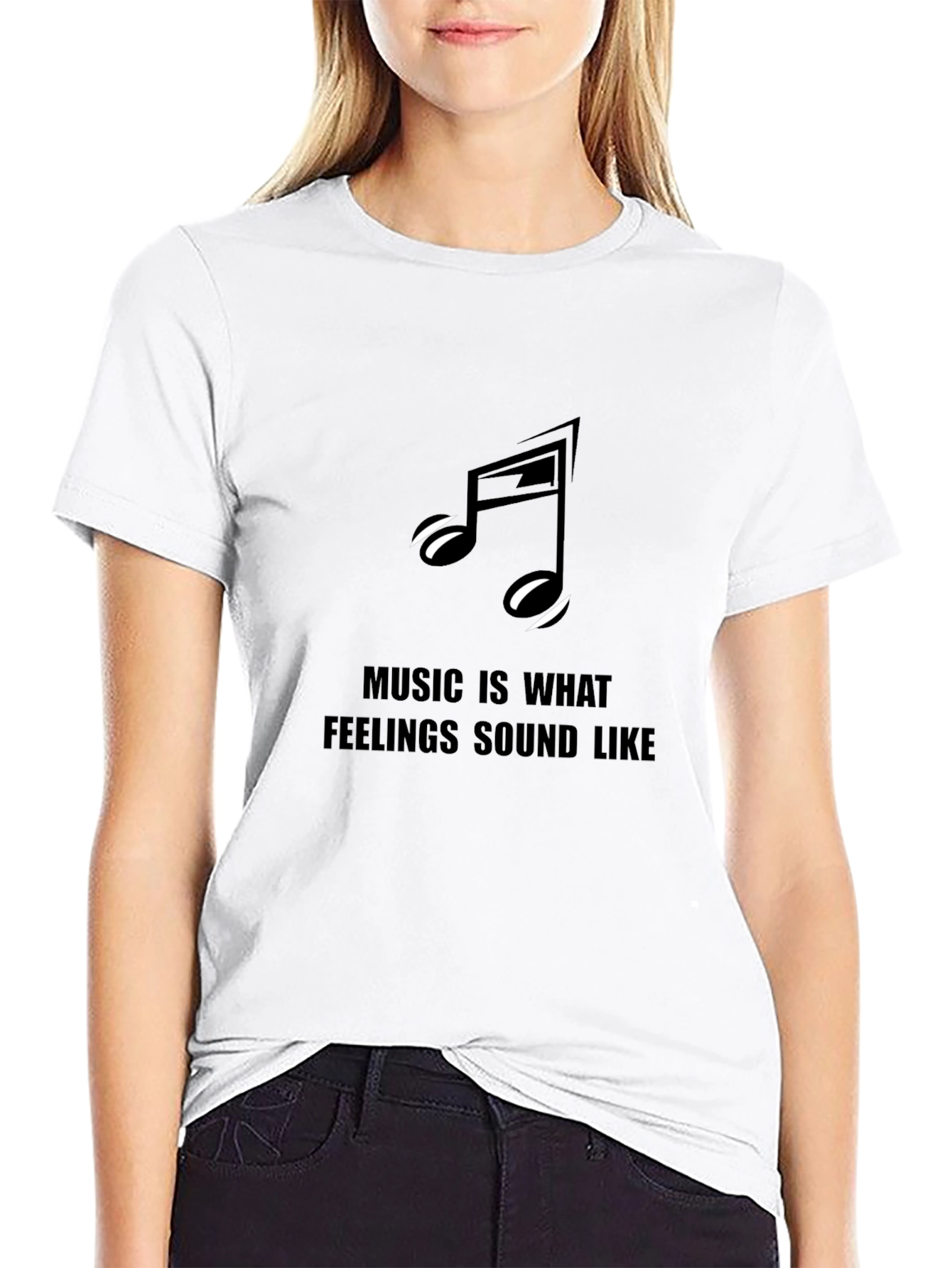 Music is What Feelings Sound Like Black Graphic Tee