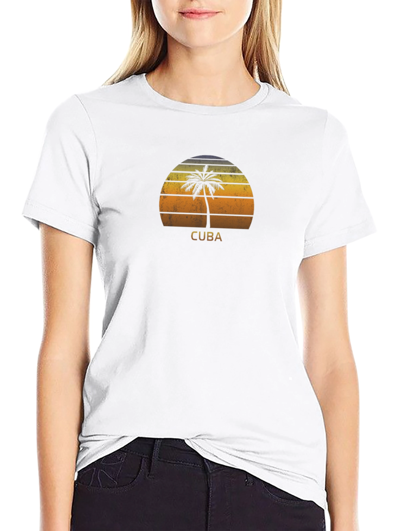 Cuba Palm Tree Sunset T-Shirt