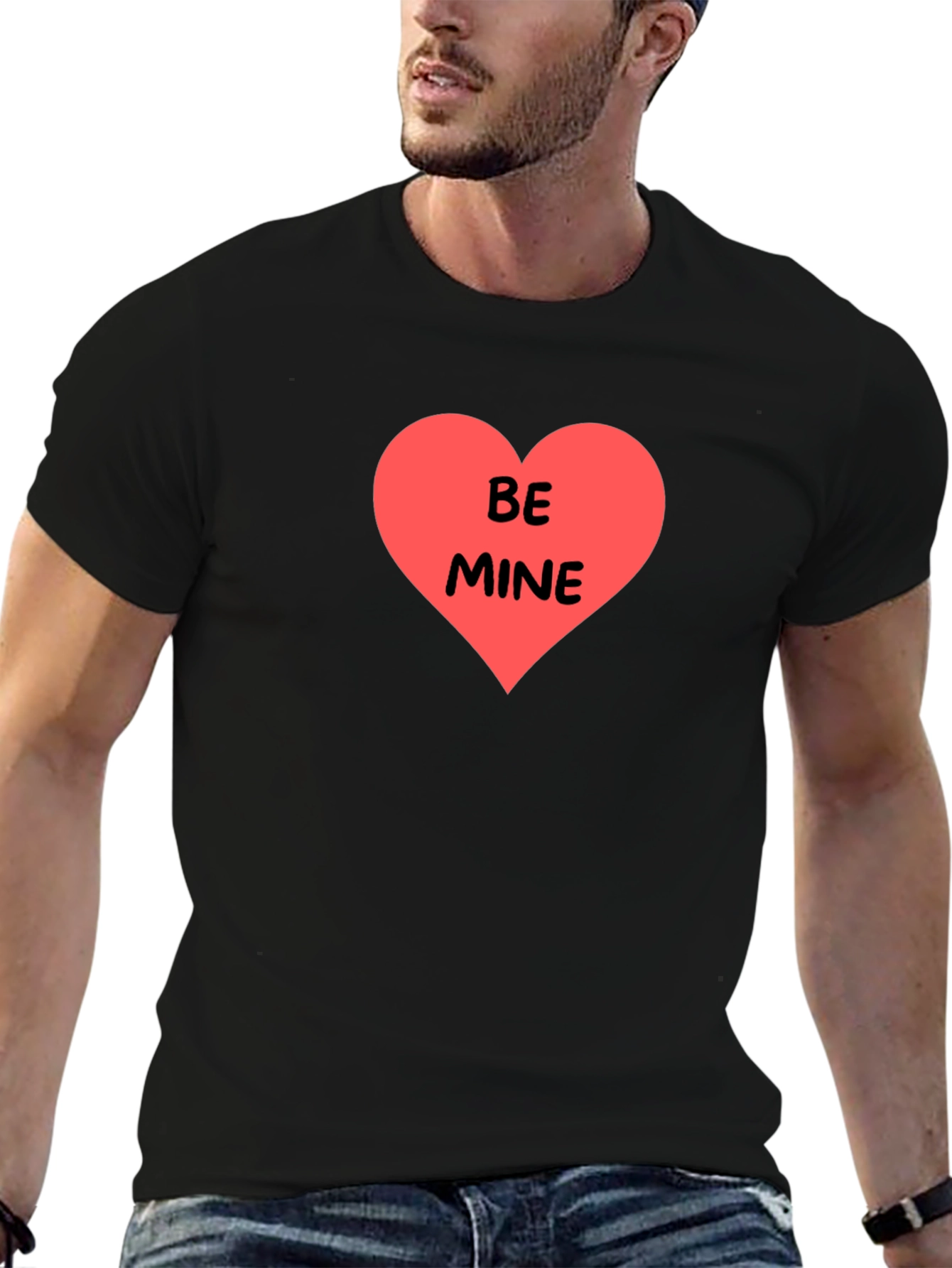 Be Mine Heart Graphic Black T-Shirt