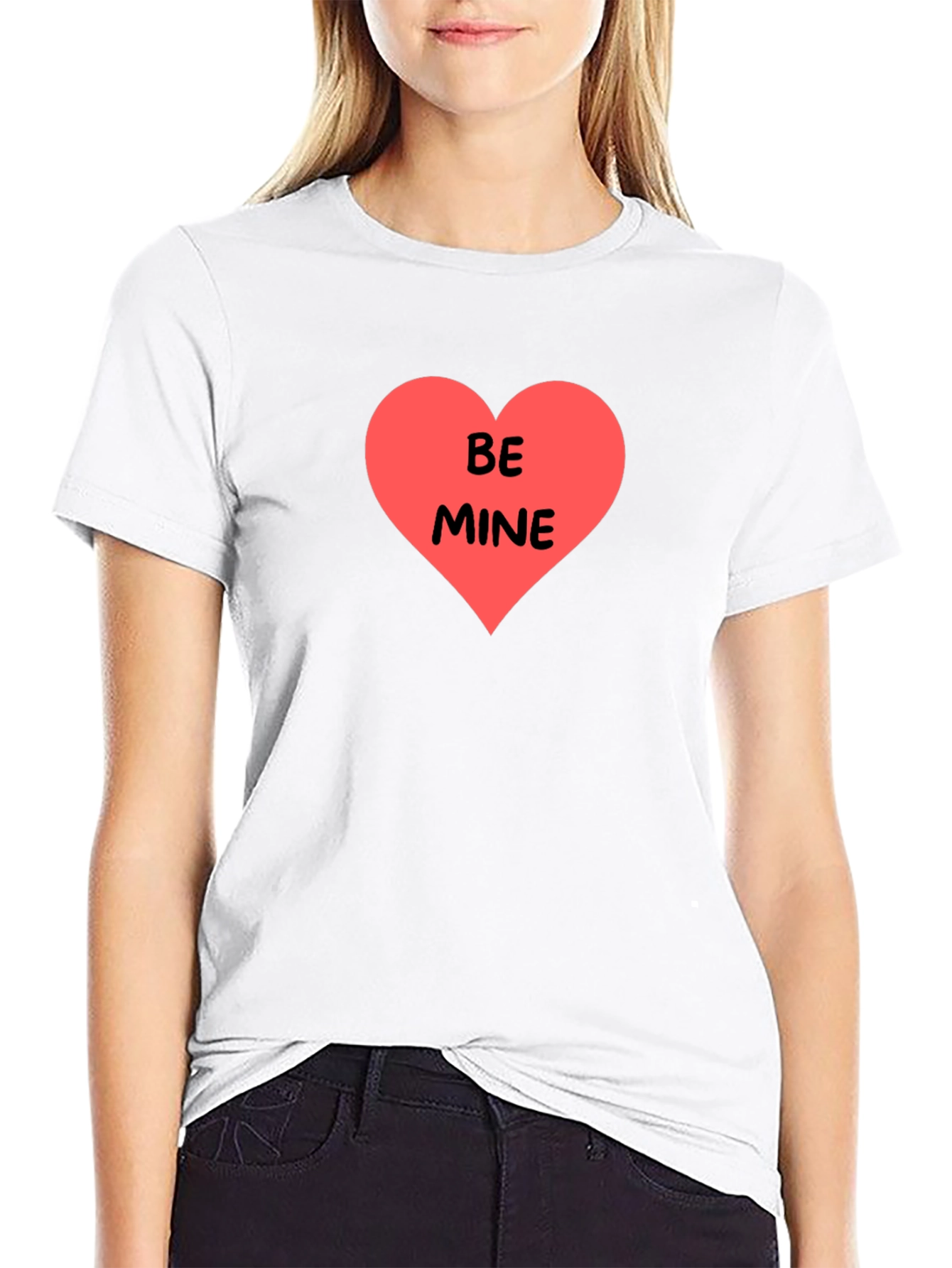 Be Mine Heart Graphic Black T-Shirt