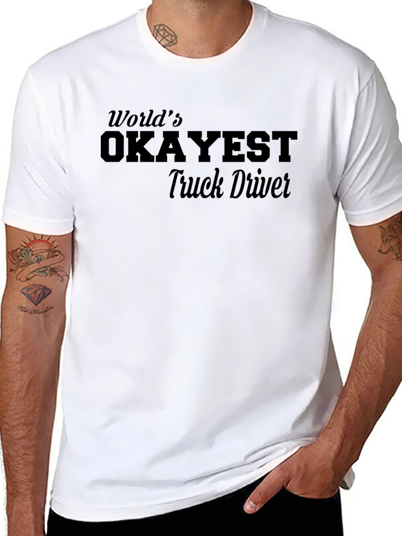 Worlds Okayest Truck Driver Black T-Shirt