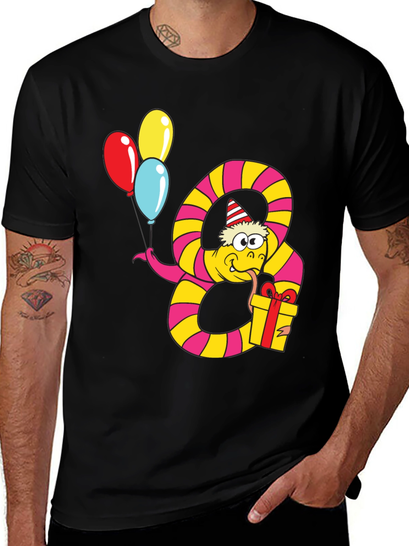 Birthday Snake Graphic Tee - Party Animal Shirt