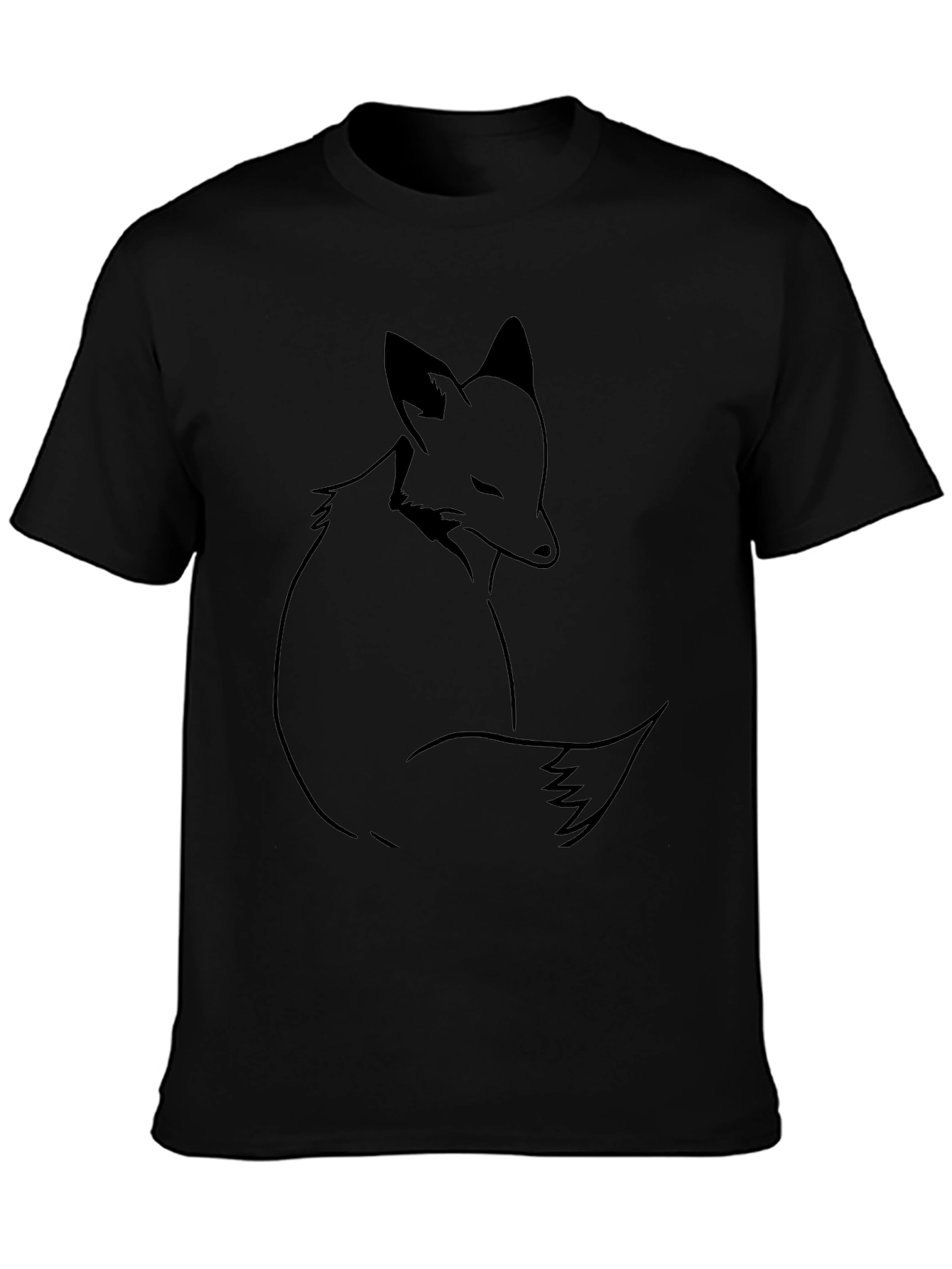 Minimalist Fox Graphic Black T-Shirt