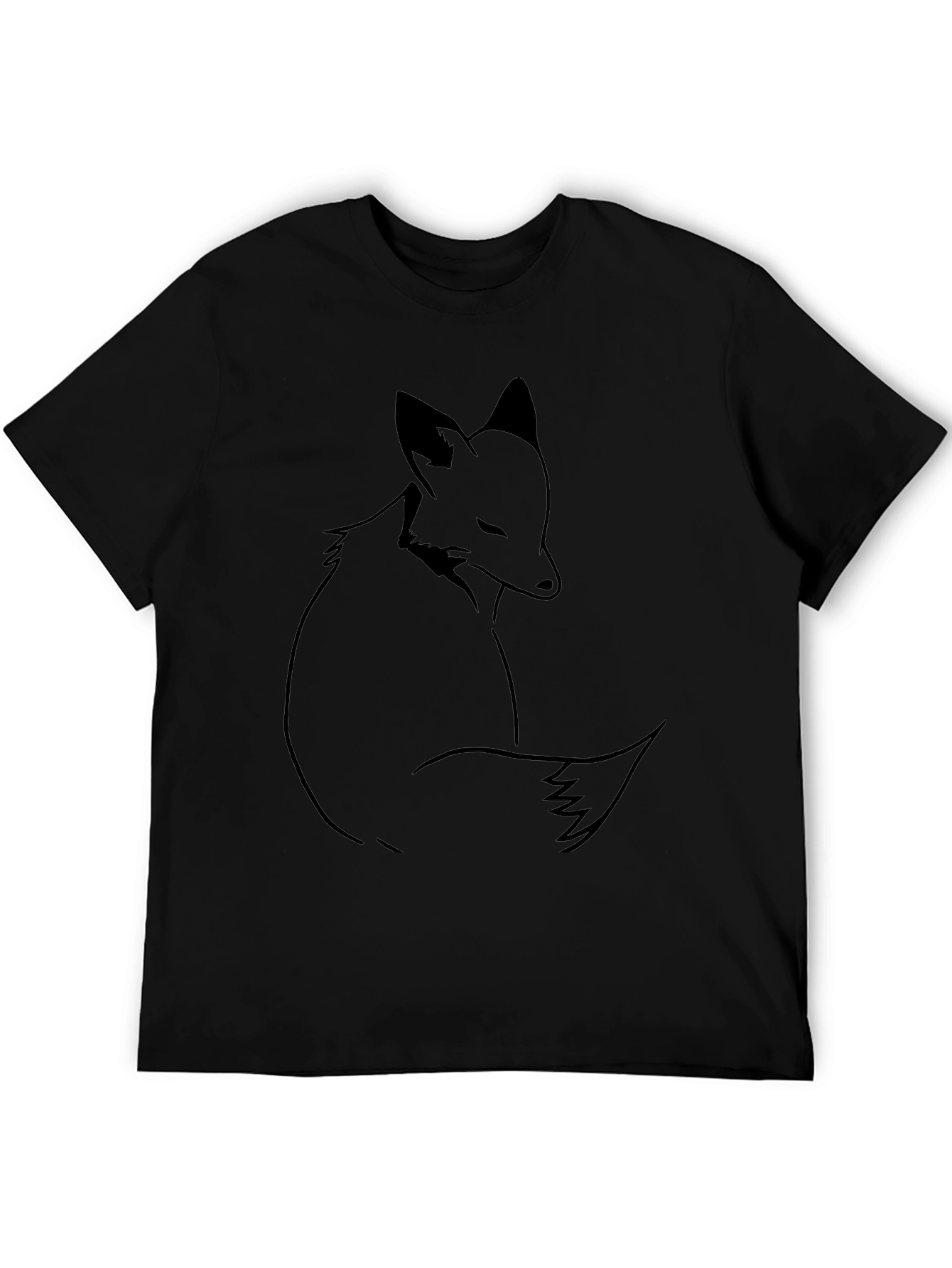 Minimalist Fox Graphic Black T-Shirt