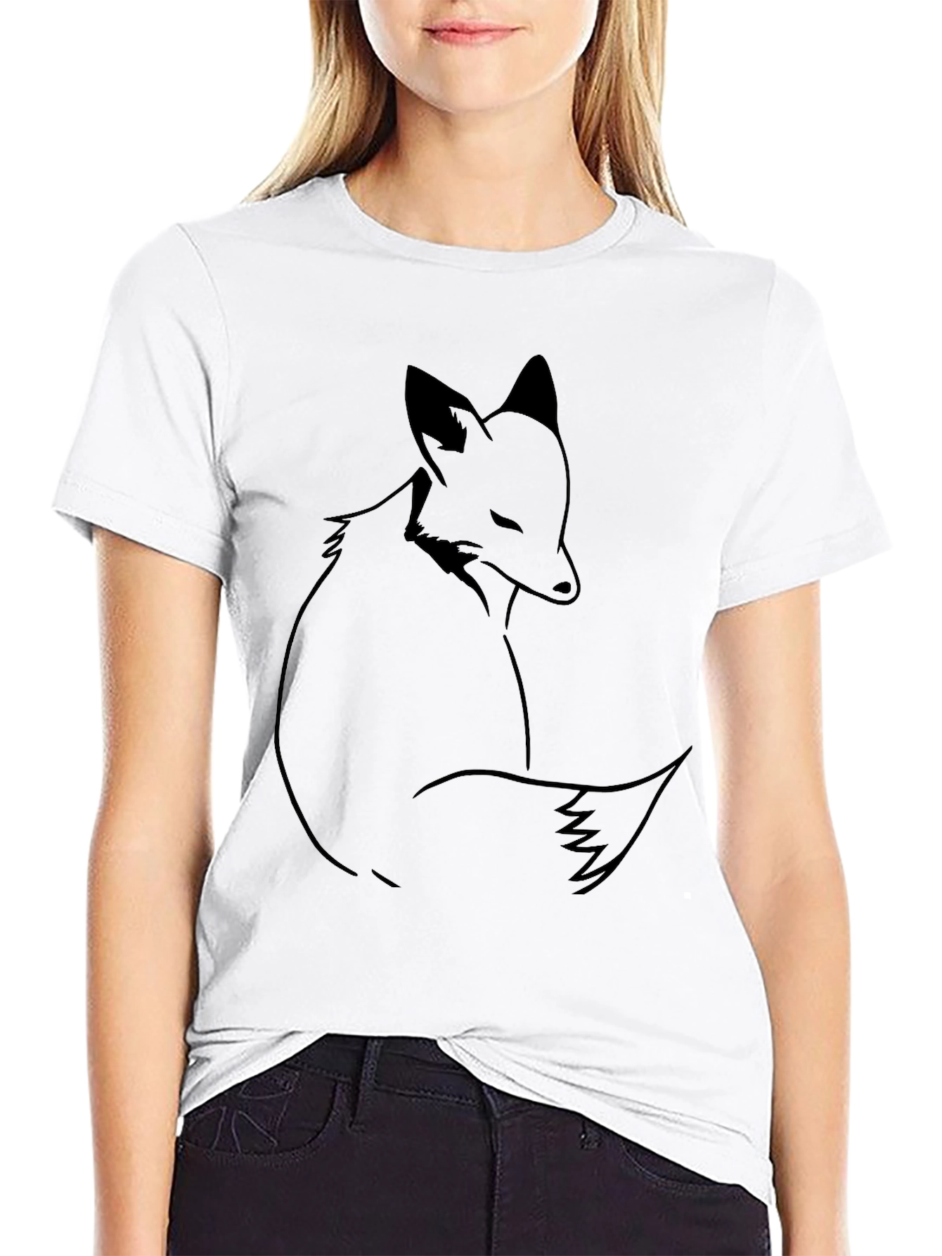 Minimalist Fox Graphic Black T-Shirt