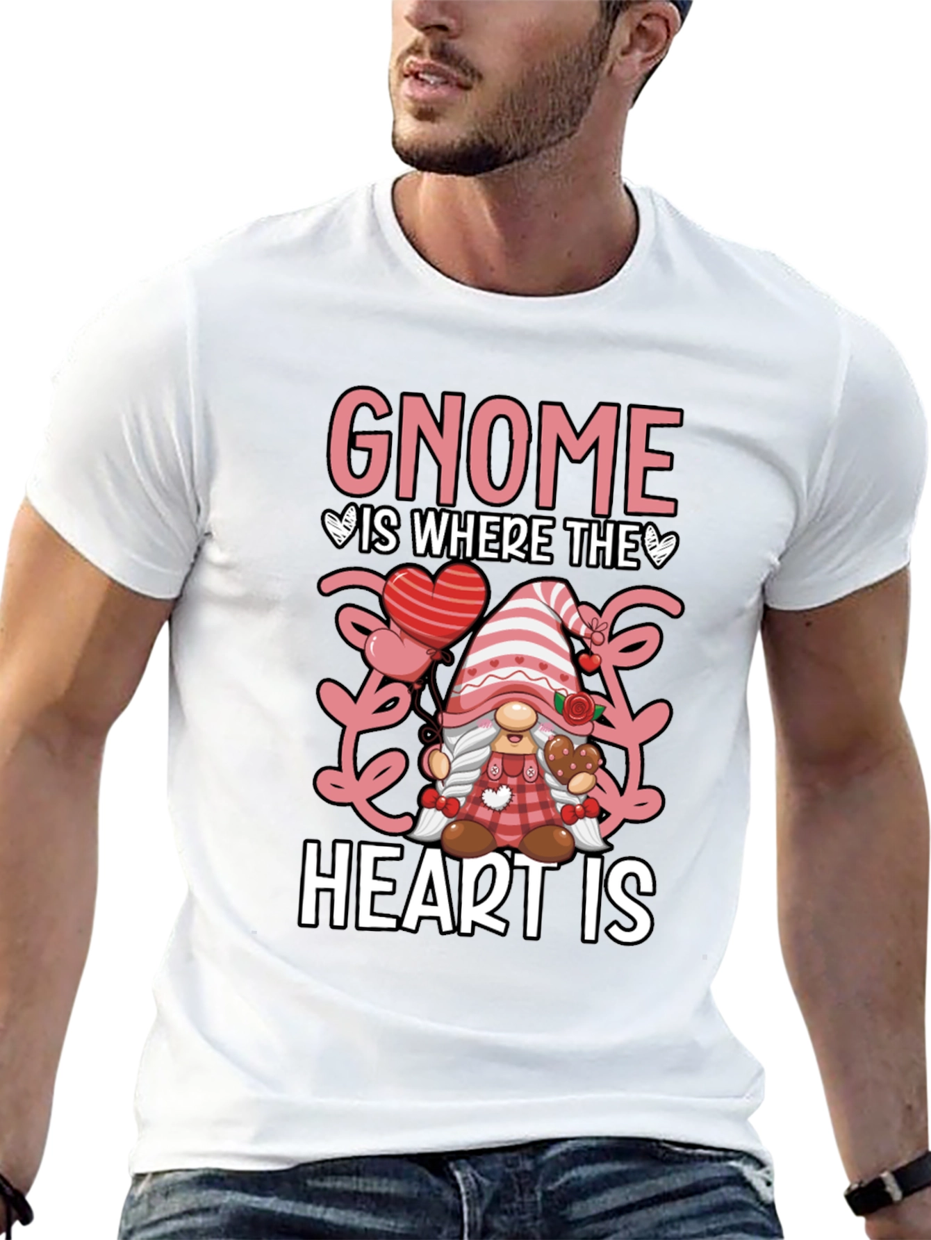Gnome Where The Heart Is Valentines Day T-Shirt