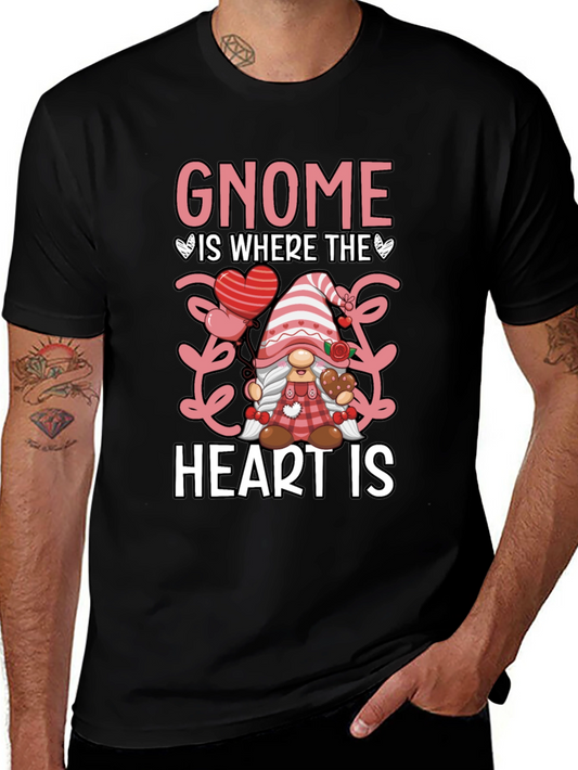 Gnome Where The Heart Is Valentines Day T-Shirt