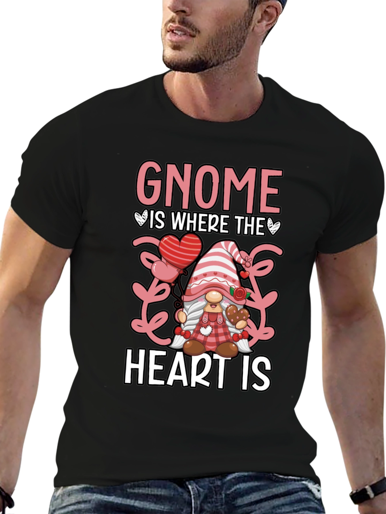 Gnome Where The Heart Is Valentines Day T-Shirt
