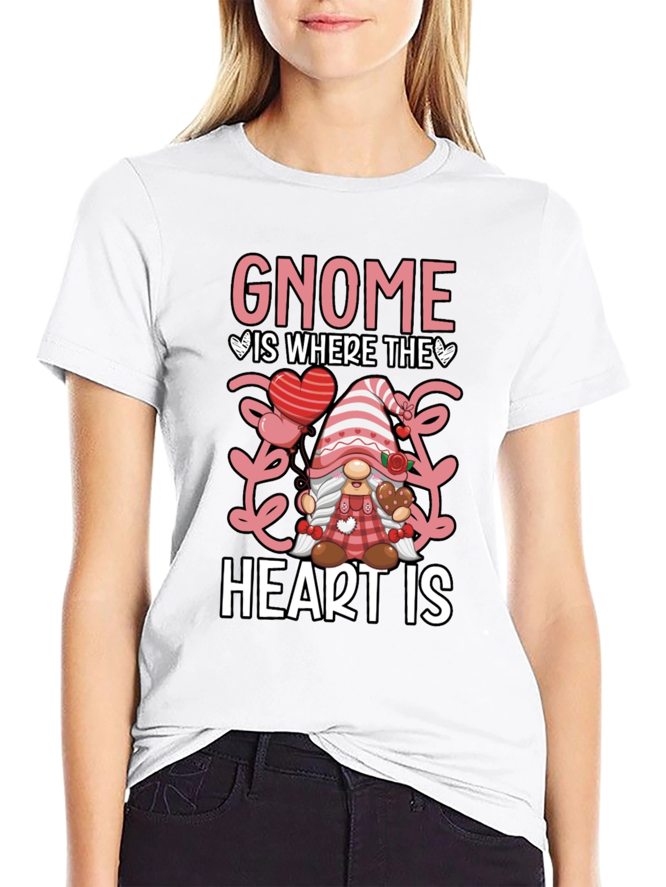 Gnome Where The Heart Is Valentines Day T-Shirt