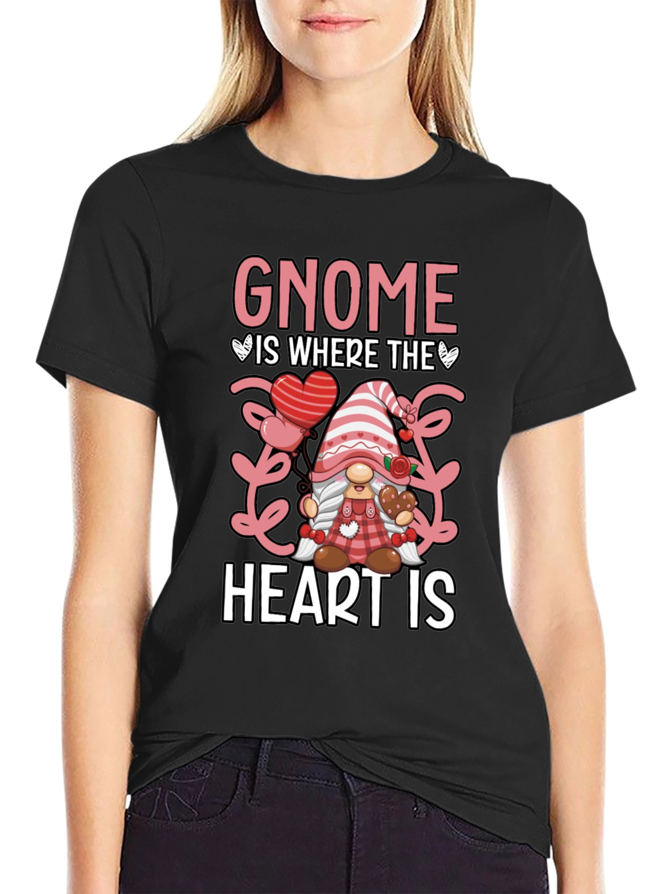 Gnome Where The Heart Is Valentines Day T-Shirt