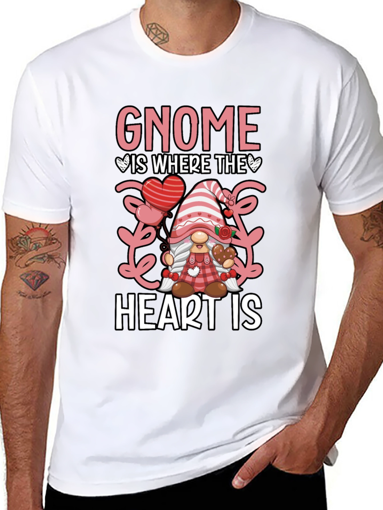 Gnome Where The Heart Is Valentines Day T-Shirt
