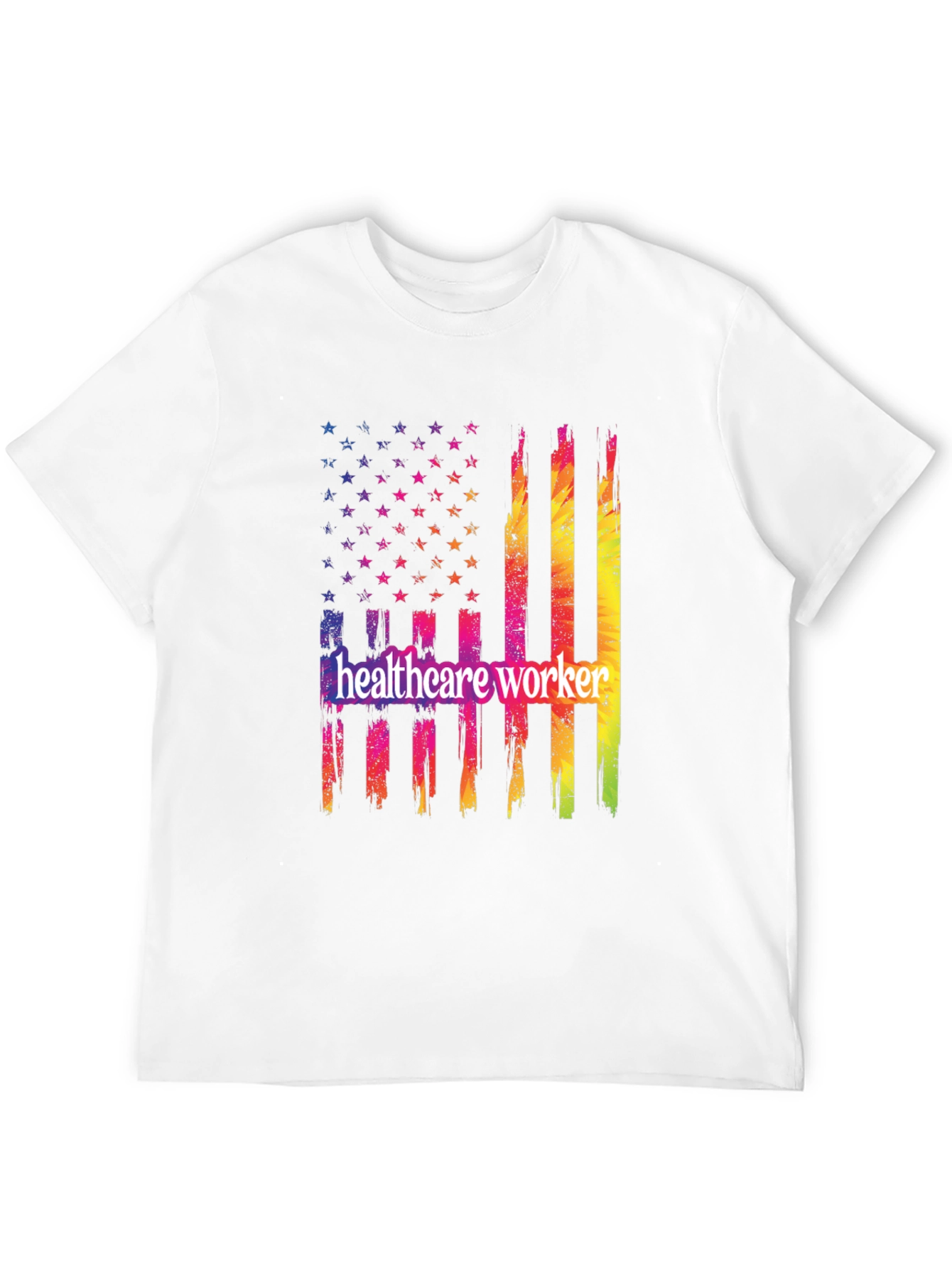 Healthcare Worker USA Flag Graphic T-Shirt