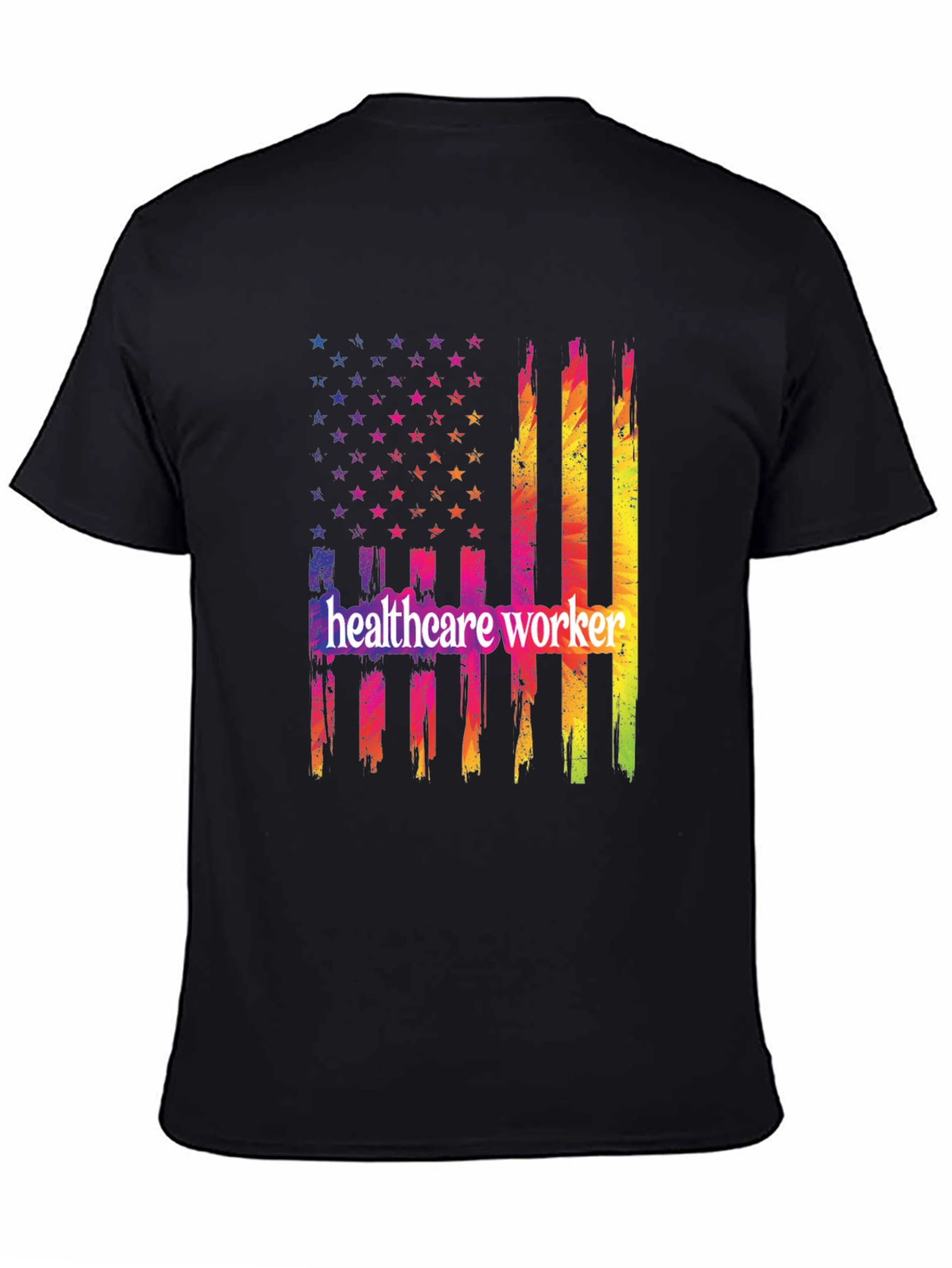 Healthcare Worker USA Flag Graphic T-Shirt