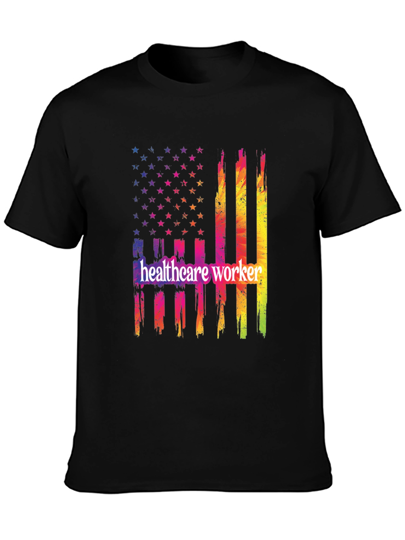 Healthcare Worker USA Flag Graphic T-Shirt