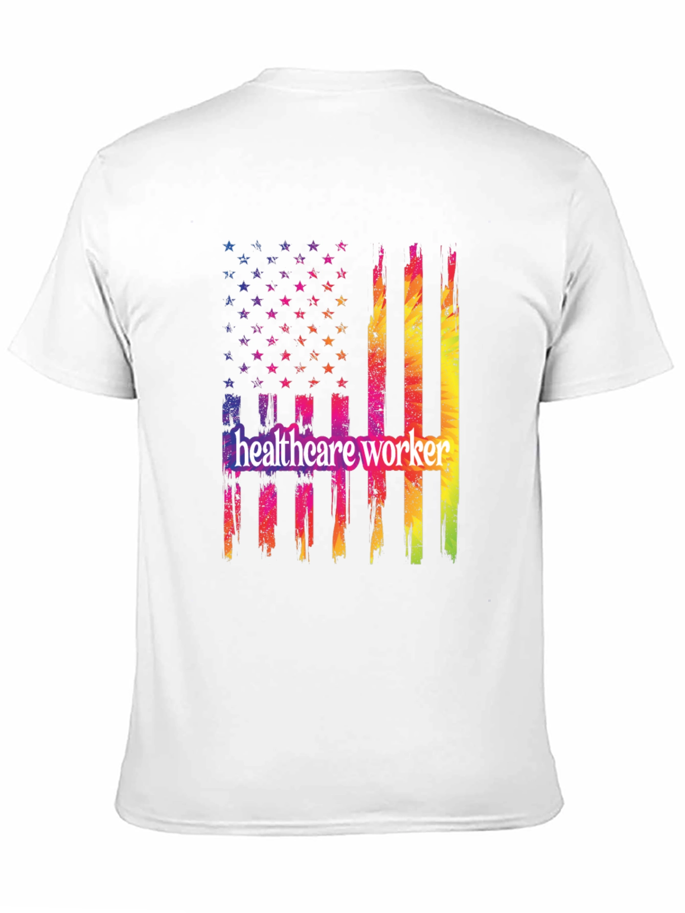 Healthcare Worker USA Flag Graphic T-Shirt