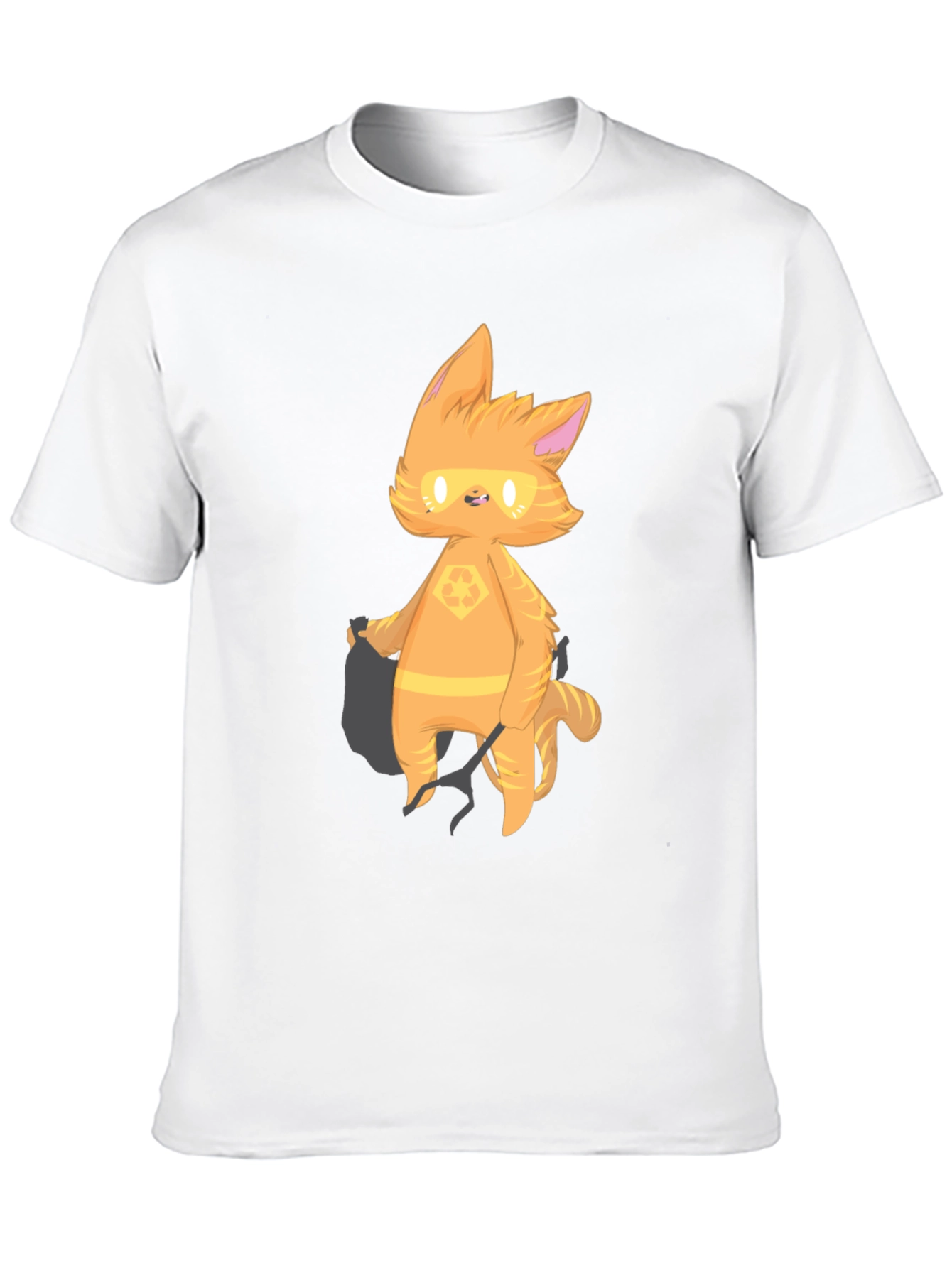 Cartoon Cat Graphic T-Shirt - Black