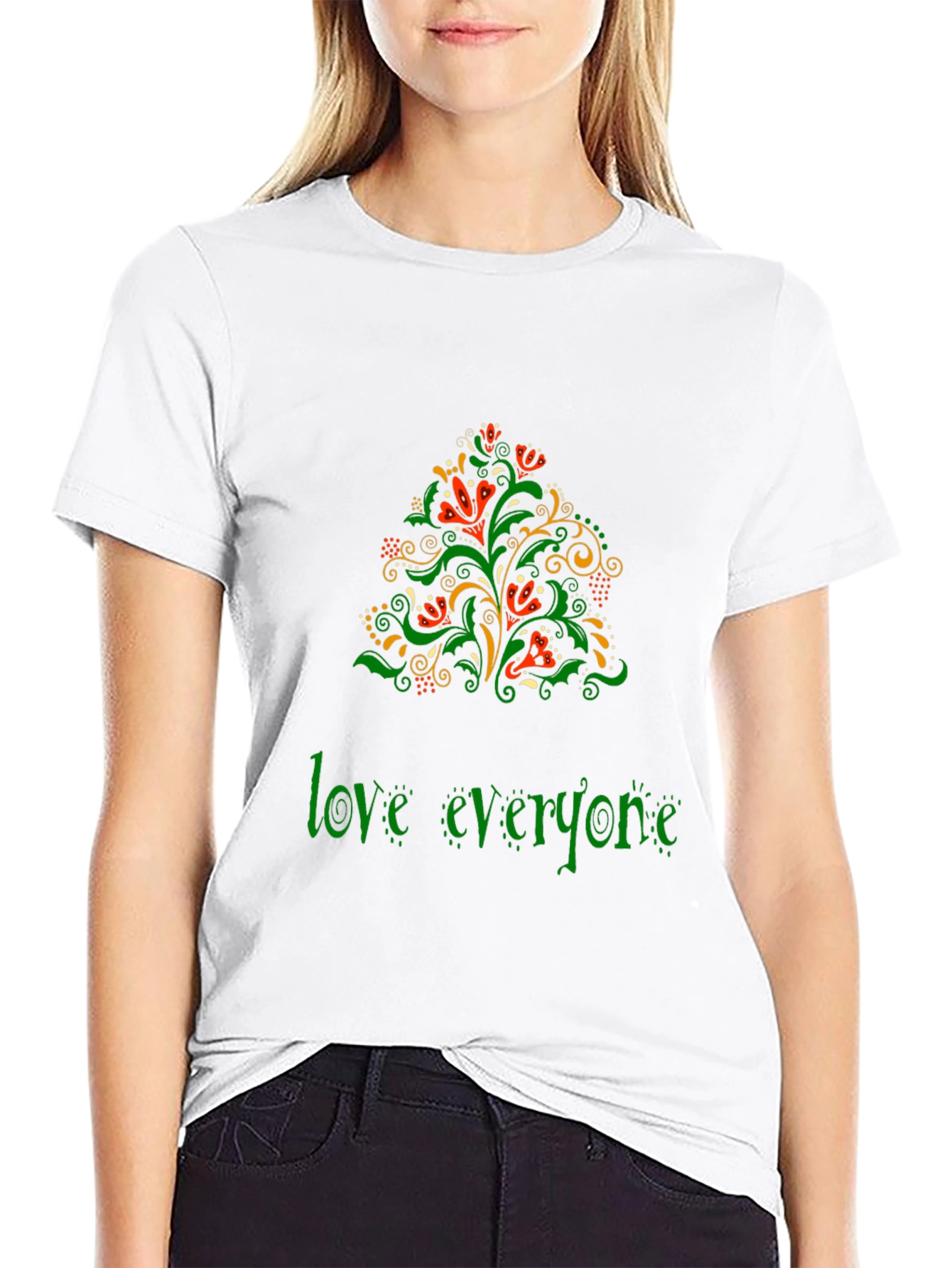 Love Everyone Floral Graphic Tee - Black