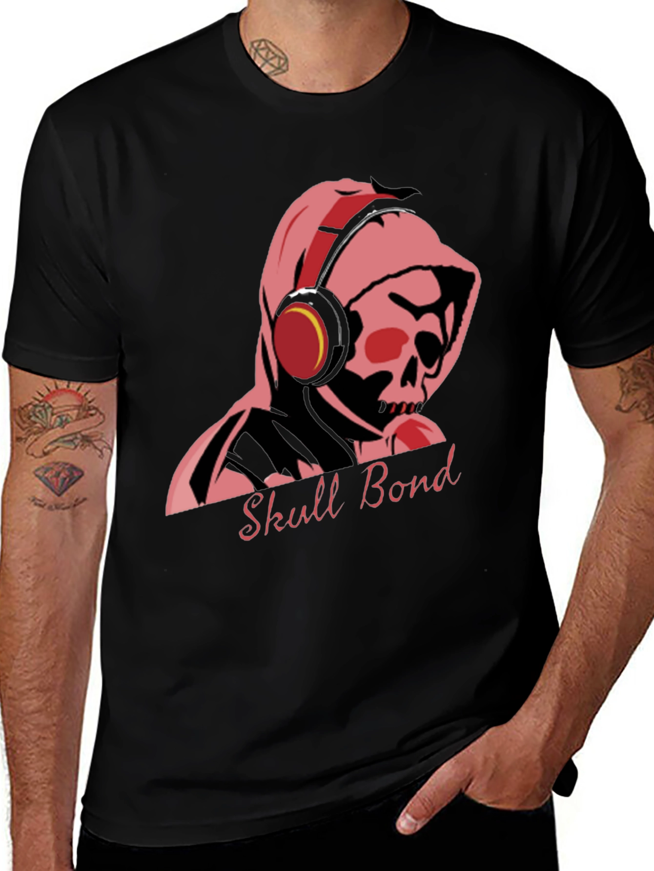 Skull Bond Graphic Tee - Cool Black Cotton T-Shirt