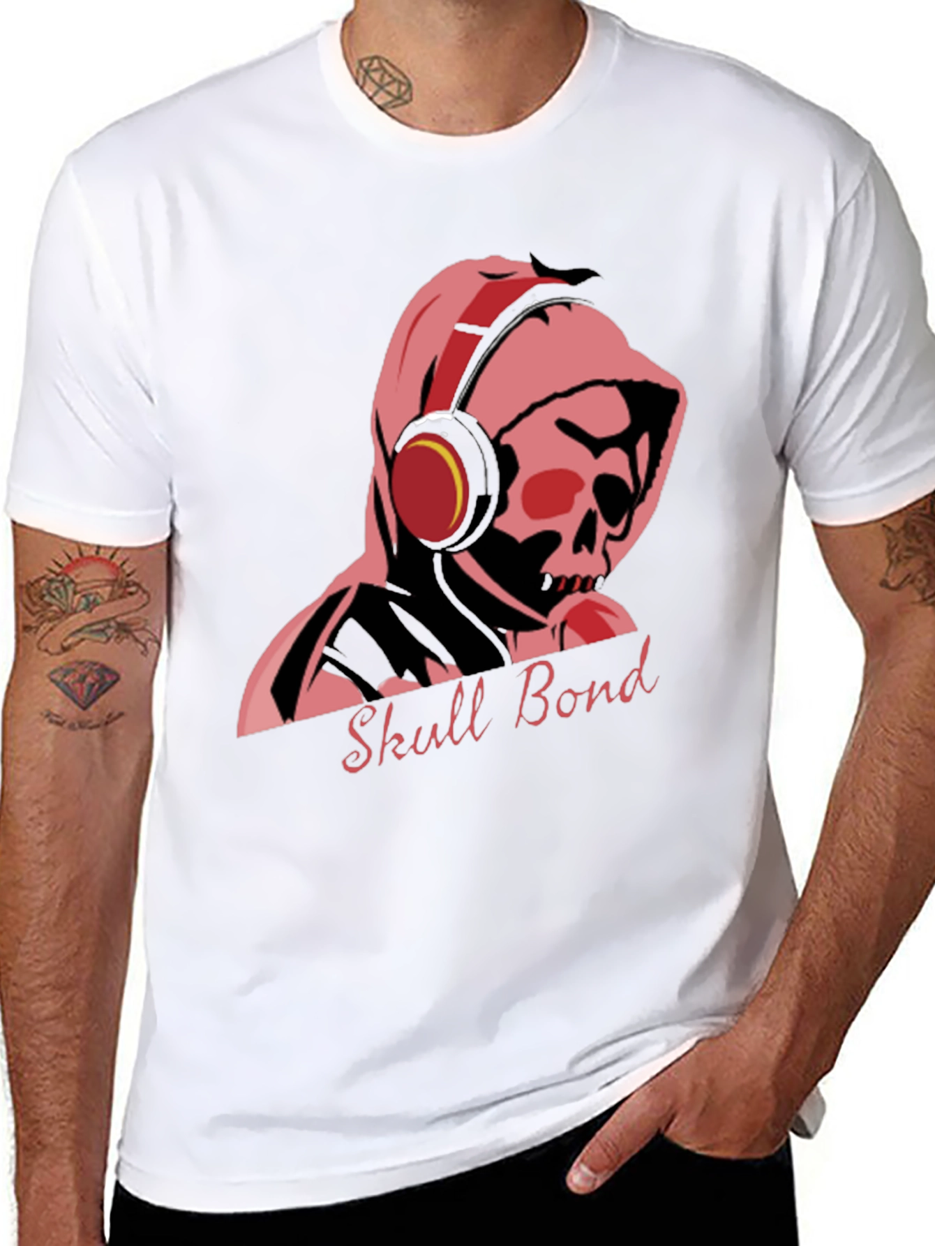 Skull Bond Graphic Tee - Cool Black Cotton T-Shirt