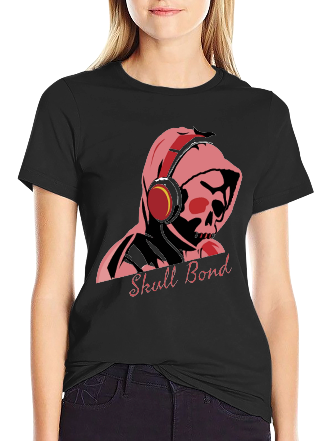 Skull Bond Graphic Tee - Cool Black Cotton T-Shirt