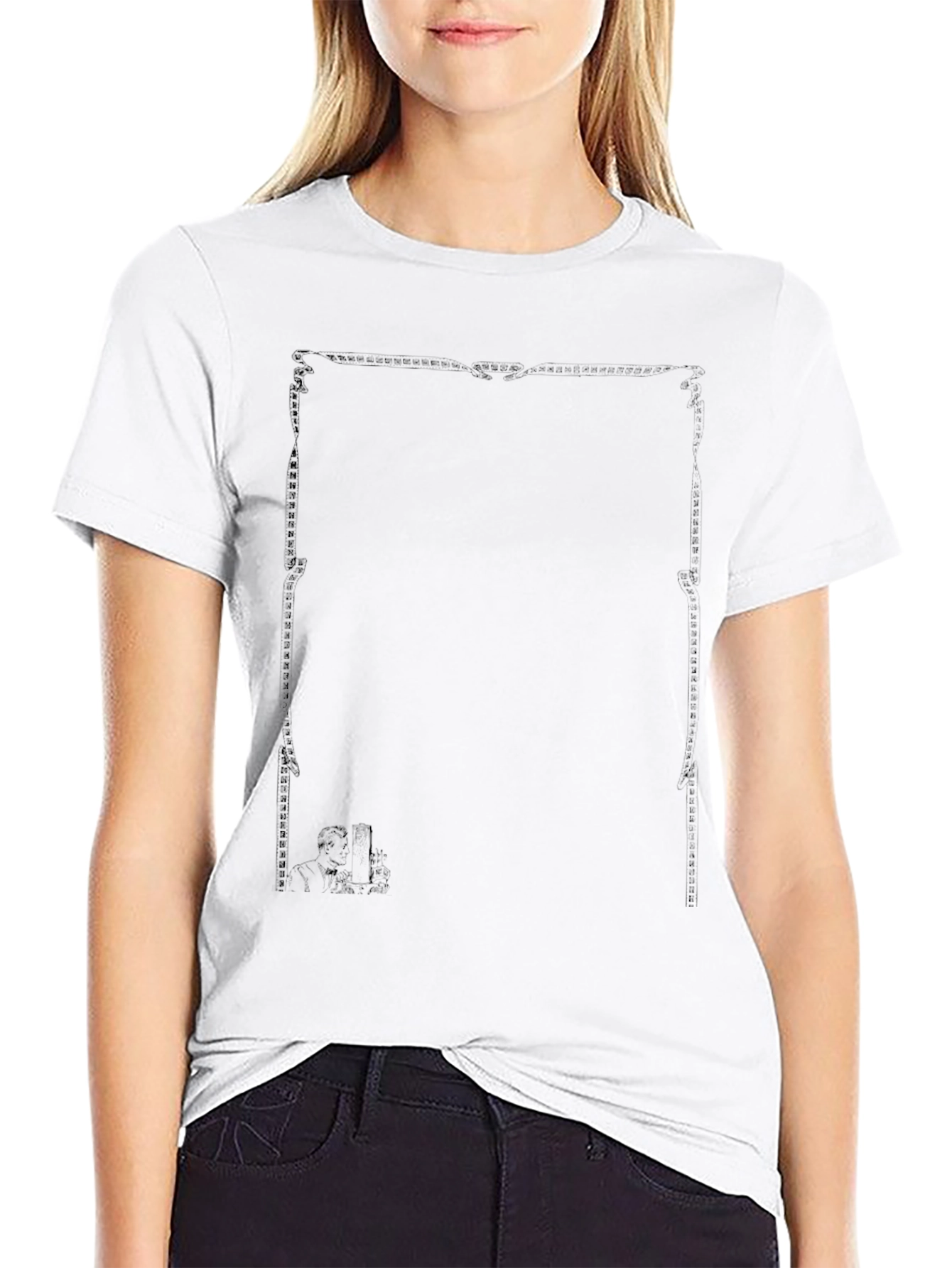 Elegant Black Graphic Tee - Ornate Frame Design