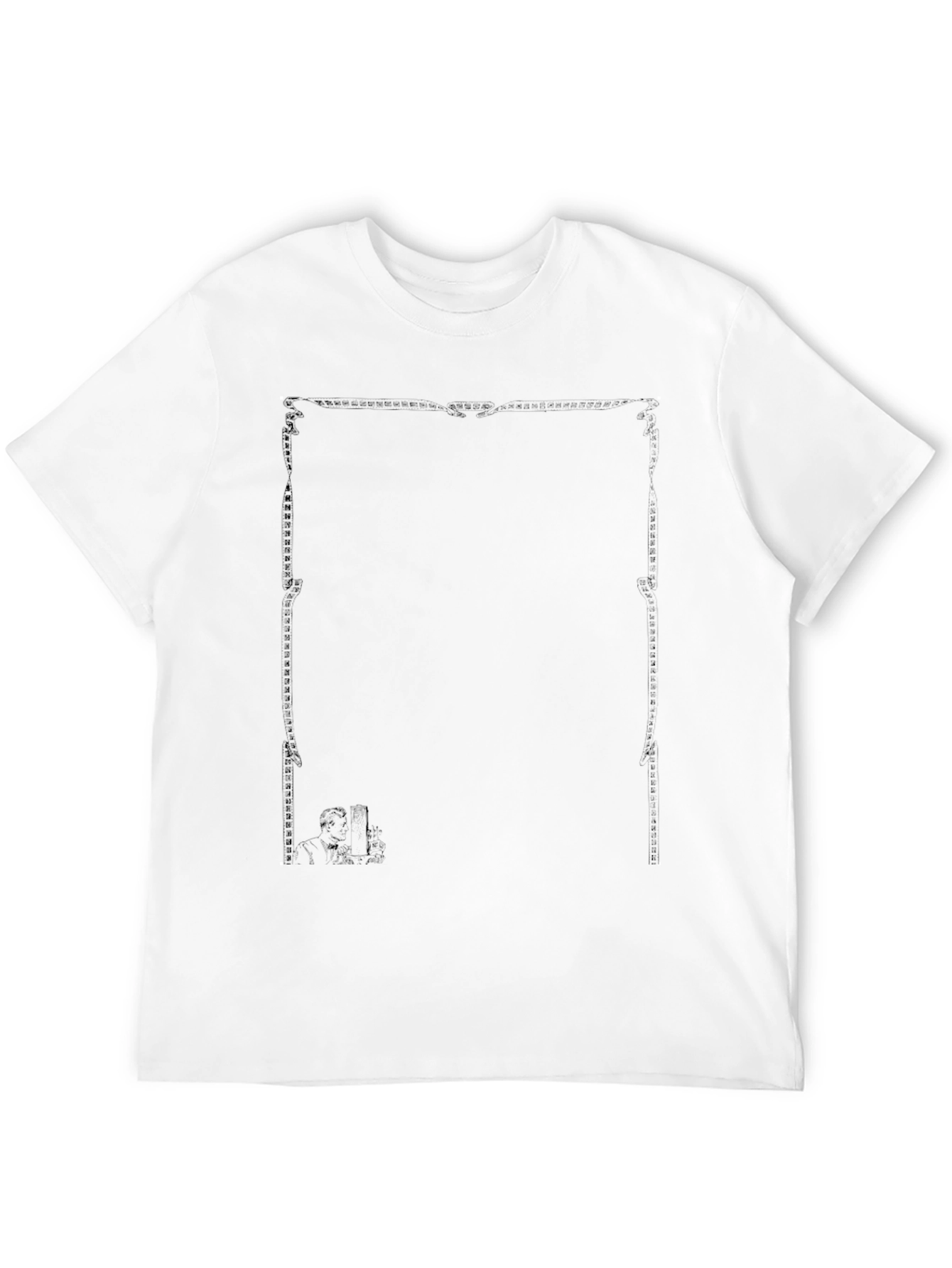 Elegant Black Graphic Tee - Ornate Frame Design