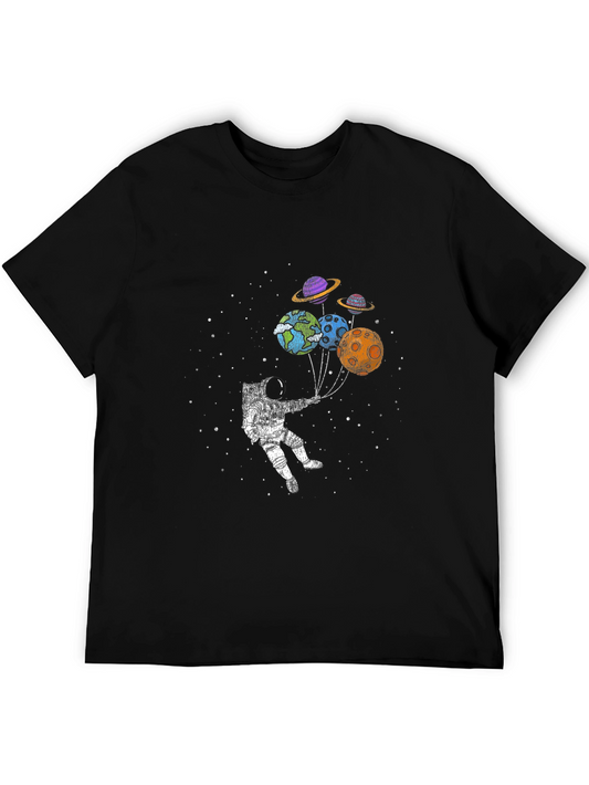 Astronaut Planet Balloon Graphic T-Shirt