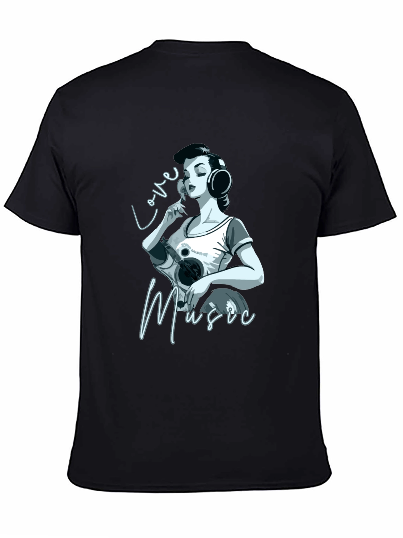 Love Music Graphic Black T-Shirt